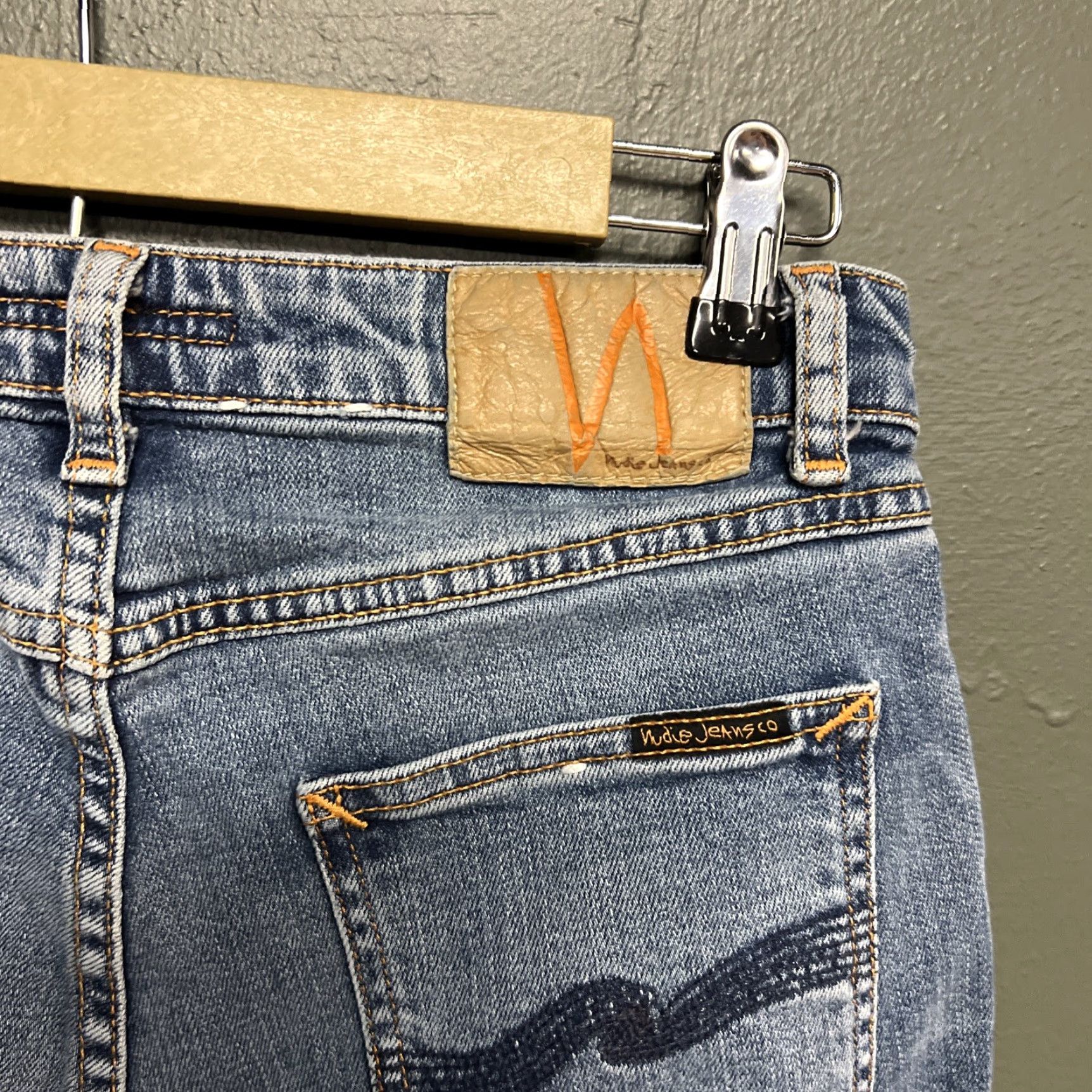 Vintage Nudie Jeans Women 29x32 Denim Straight Blue Meadow Light Wash Street City Regular Rise Blue Jeans Womens Size 29" - 4 Thumbnail
