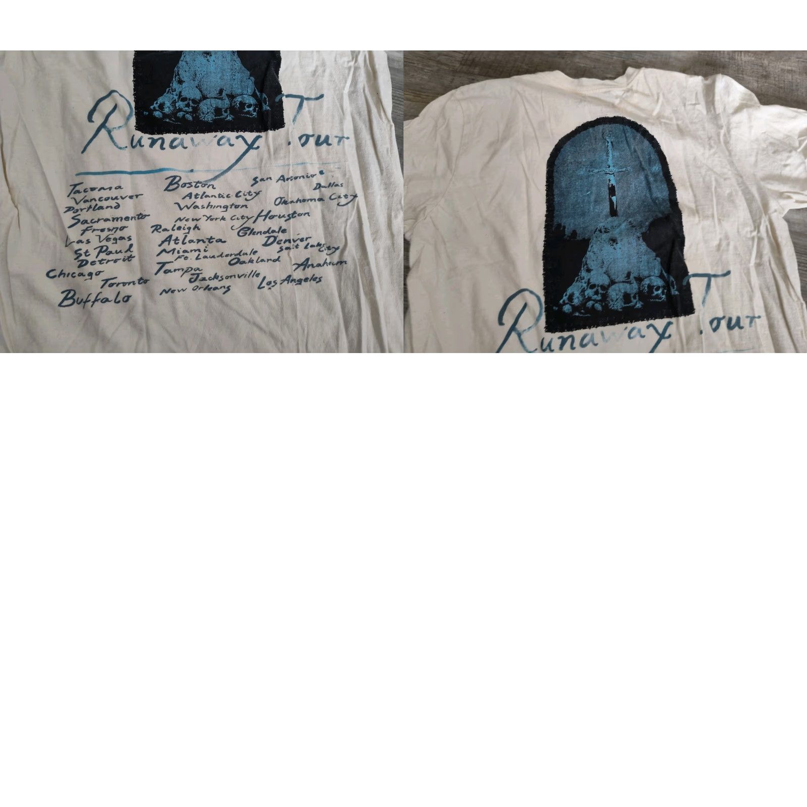 Off-White VINTAGE Post Malone Runaway Tour Band Tee Shirt Shirt Adult M White Double-Sided Band Music 2019 Men Size US M / EU 48-50 / 2 - 8 Thumbnail