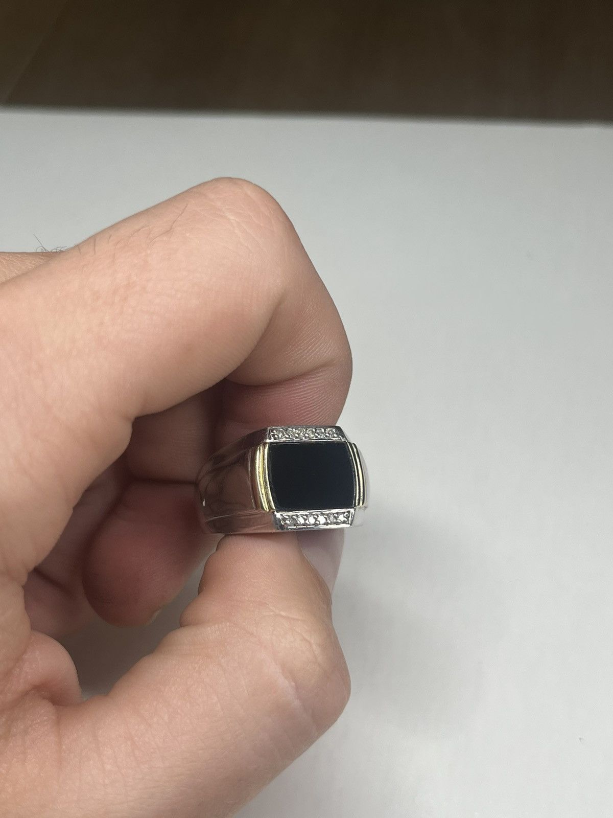 Jewelry Vintage .925 Sterling Silver Black Onyx Stone Ring Size ONE SIZE - 4 Thumbnail