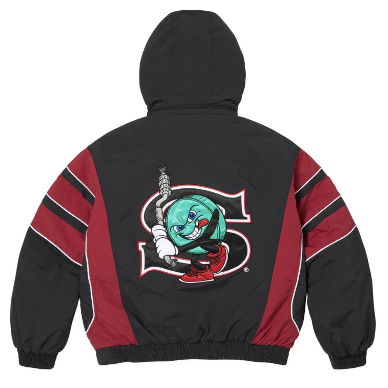 Supreme SALEM HALF ZIP STADIUM JACKET - BLACK/RED Size US S / EU 44-46 / 1 - 9 Thumbnail