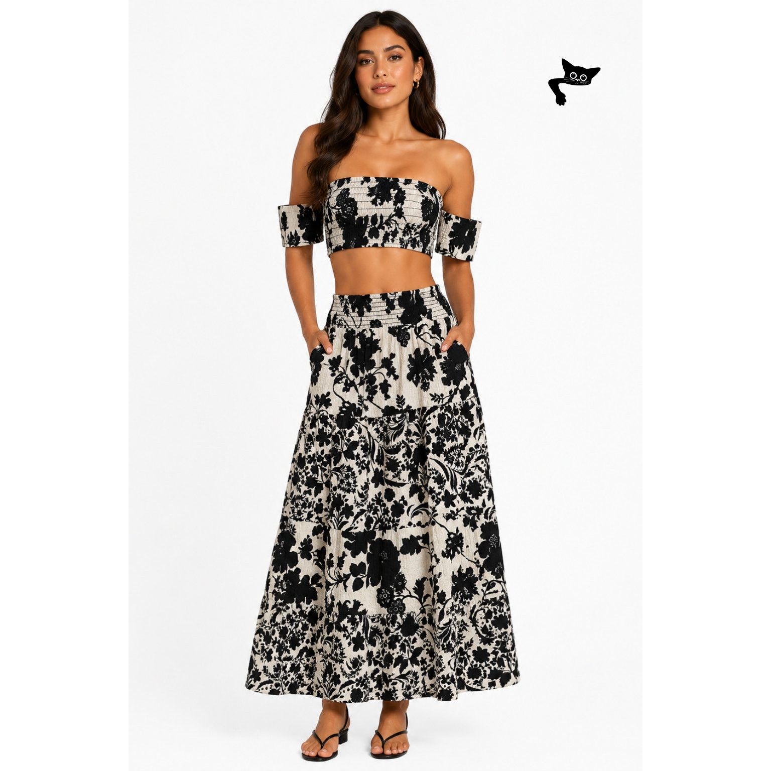 MISA Los Angeles NWT Misa Los Angeles Womens Black White Floral Set XS Size XS / US 0-2 / IT 36-38 - 3 Thumbnail