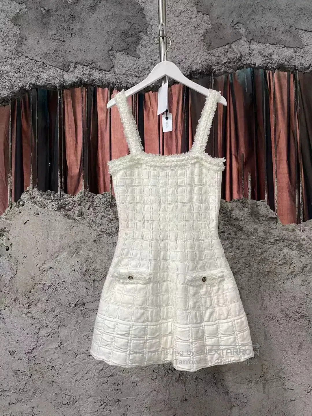 Chanel white quilted dress with fringe straps. Size XS / US 0-2 / IT 36-38 - 1 Thumbnail