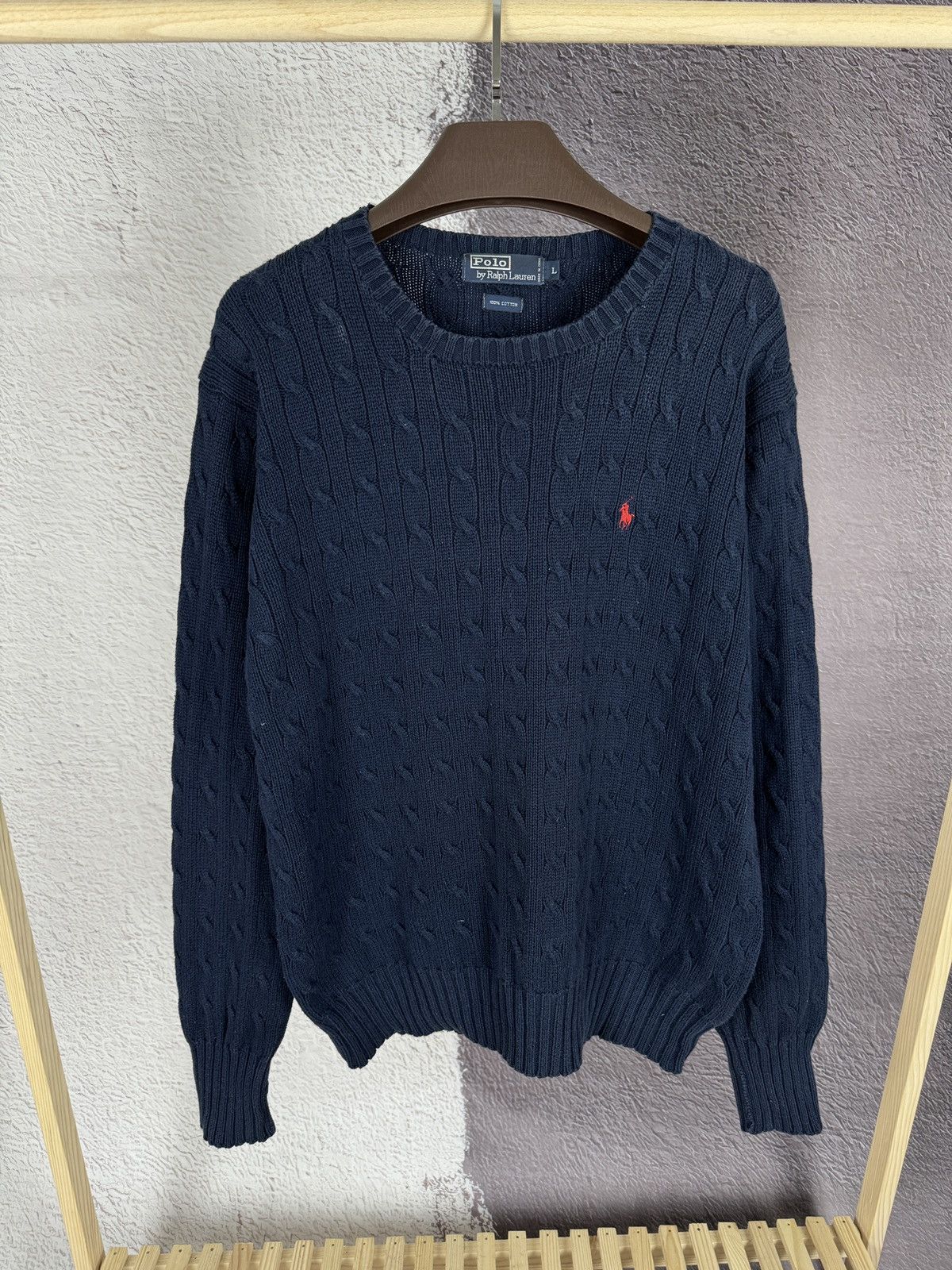 Polo Ralph Lauren Polo Ralph Lauren vintage cable knit navy sweater size L Size US L / EU 52-54 / 3 - 4 Thumbnail