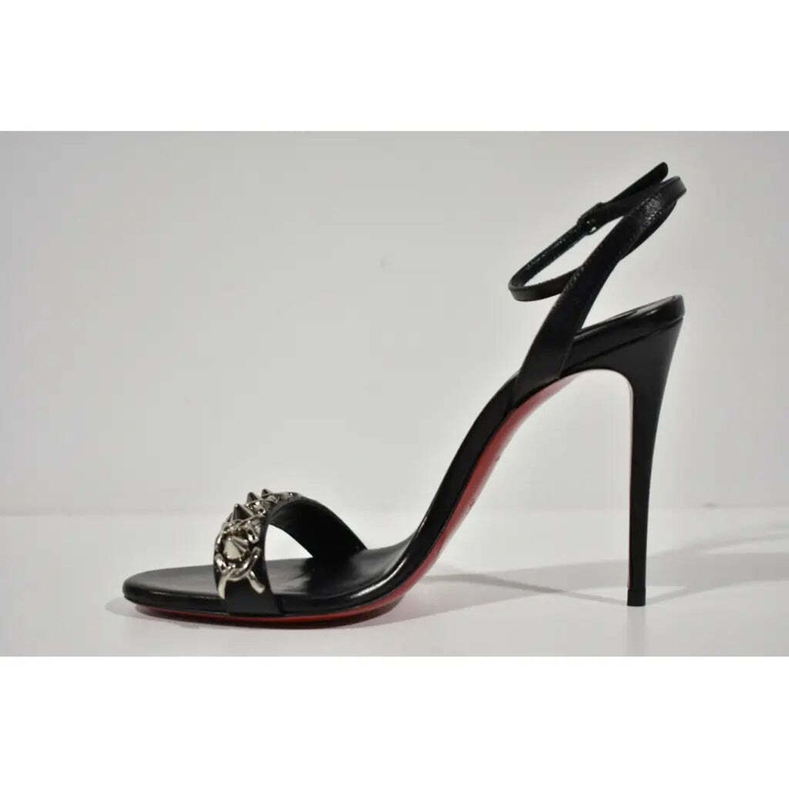 Christian Louboutin Loubigirl Chain 100 Black Ankle Strap Sandal Heel Pump 35.5 Size US 5.5 / IT 35.5 - 8 Thumbnail