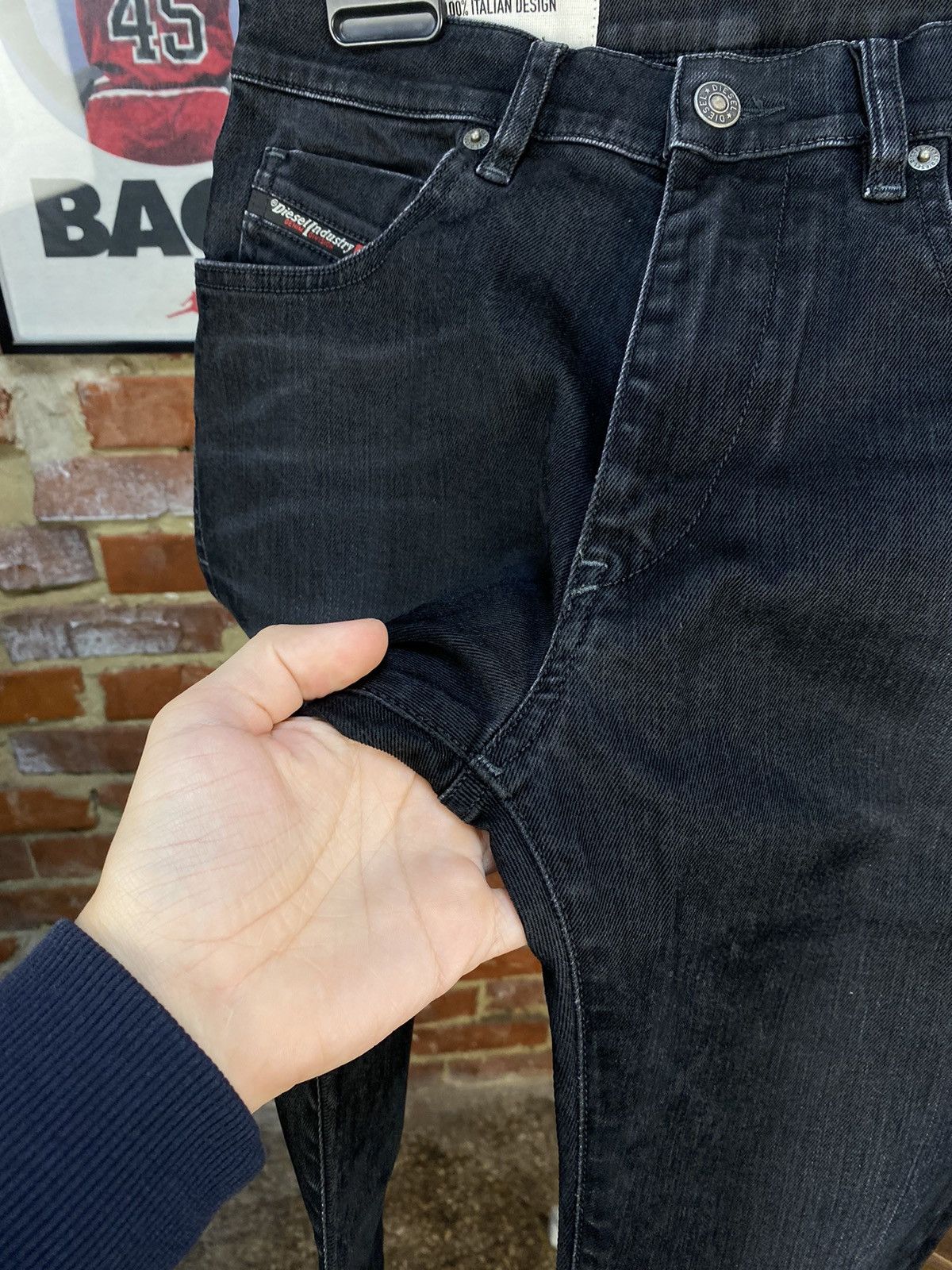Diesel Diesel D-Strukt Tapered Stretch Black Jeans Size US 30 / EU 46 - 6 Thumbnail