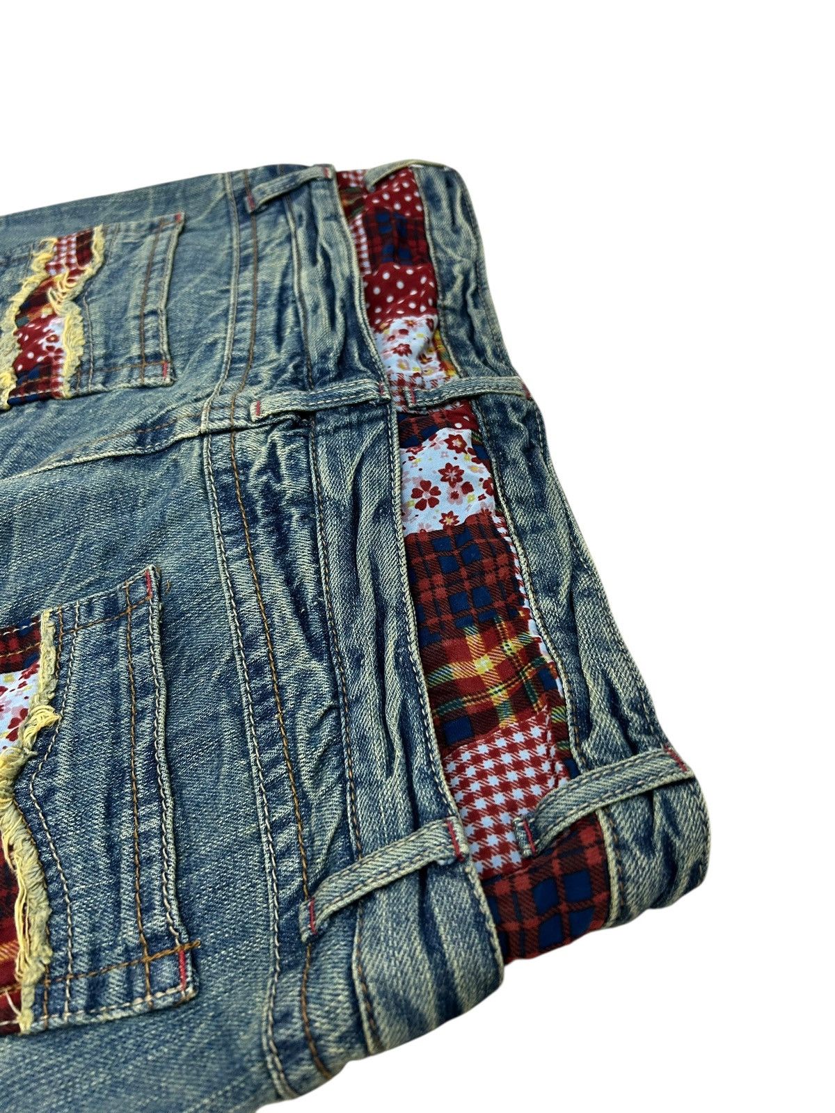 Le Grande Bleu (L.G.B.) Vintage Double Waist Checkered Clawn Marks Distressed Size US 31 - 14 Thumbnail