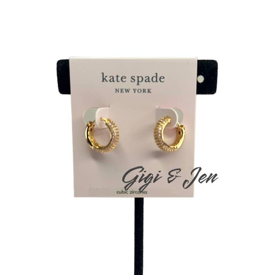 Kate Spade Kate Spade Cubic Zirconia Pink Pave Mini Huggies Earrings Size ONE SIZE - 1 Thumbnail