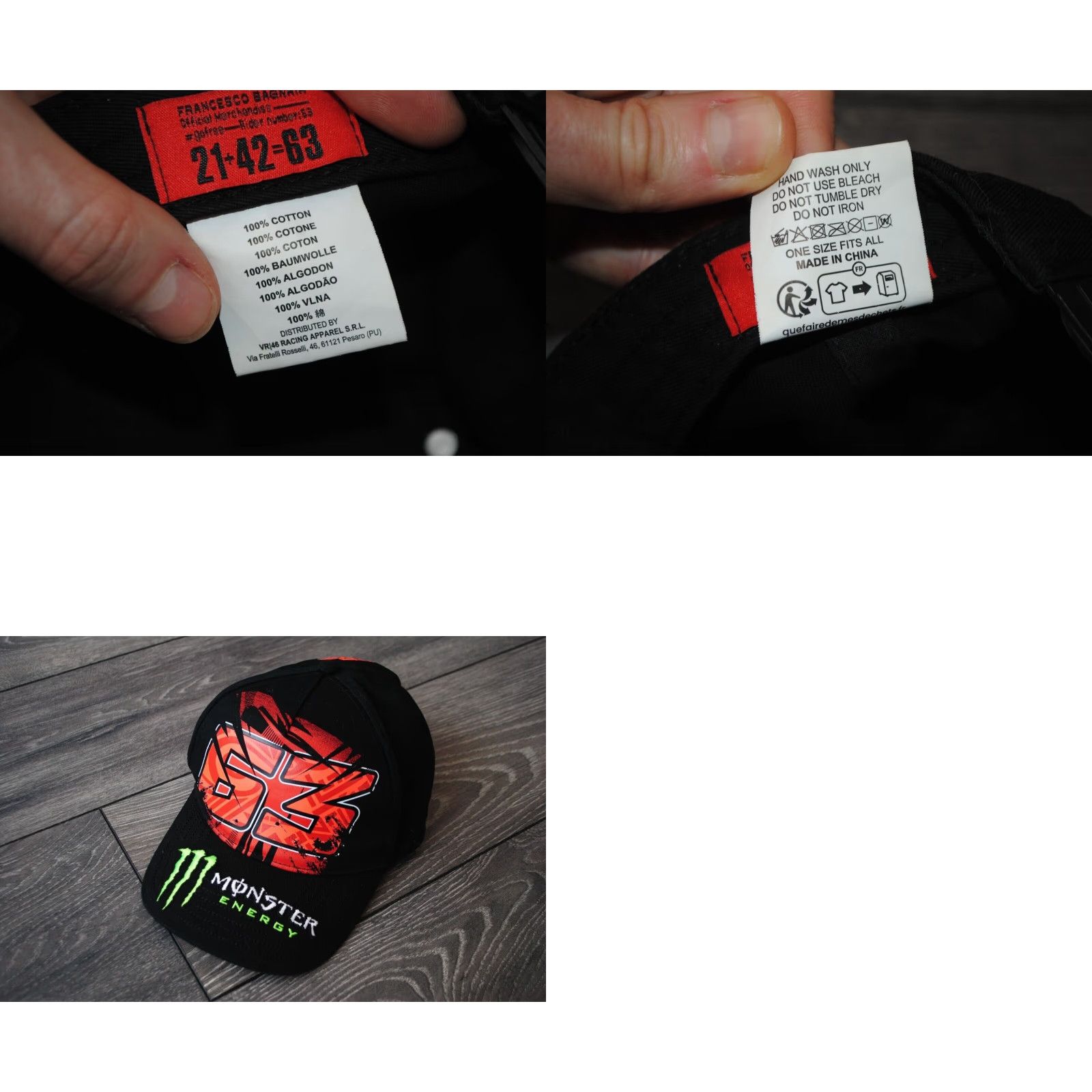 Vintage MOTOGP BAGNAIA Monster Energy Cap Adjustable Black One Size Men Baseball Cap Ducati Lenovo Team Size ONE SIZE - 8 Thumbnail