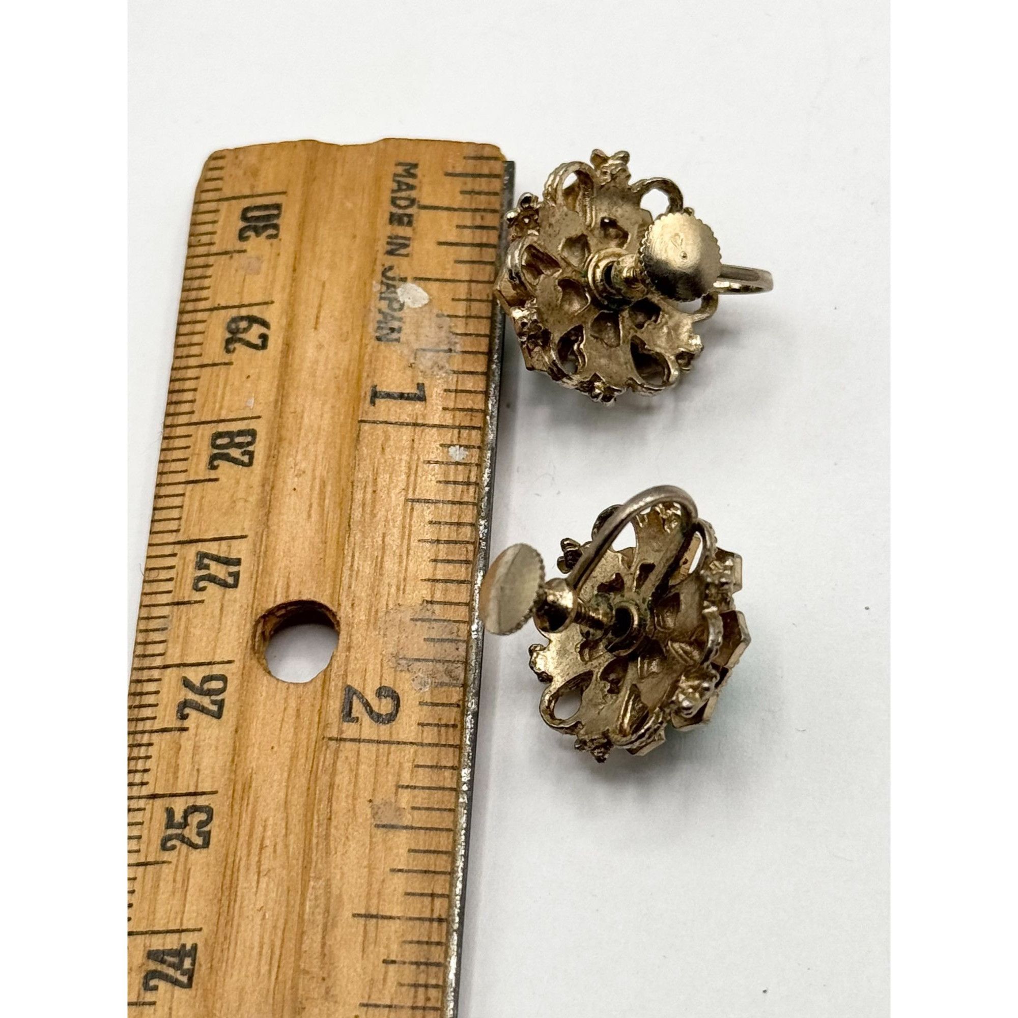 Vintage Vintage blue celluloid flower enamel filigree earrings Size ONE SIZE - 6 Thumbnail