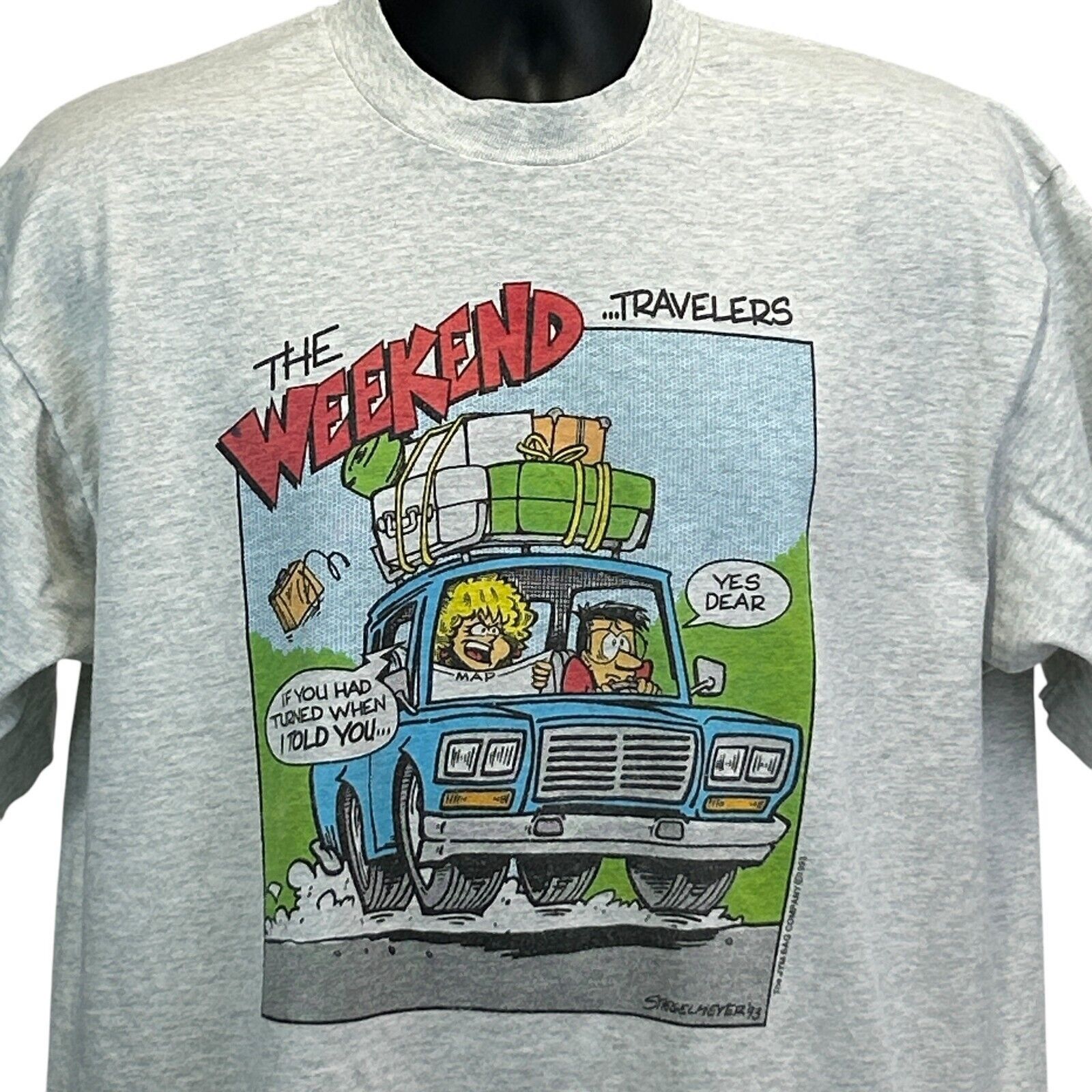 Fruit Of The Loom Vintage 90s The Weekend Travelers T Shirt Husband XL X-Large Size US XL / EU 56 / 4 - 1 Thumbnail