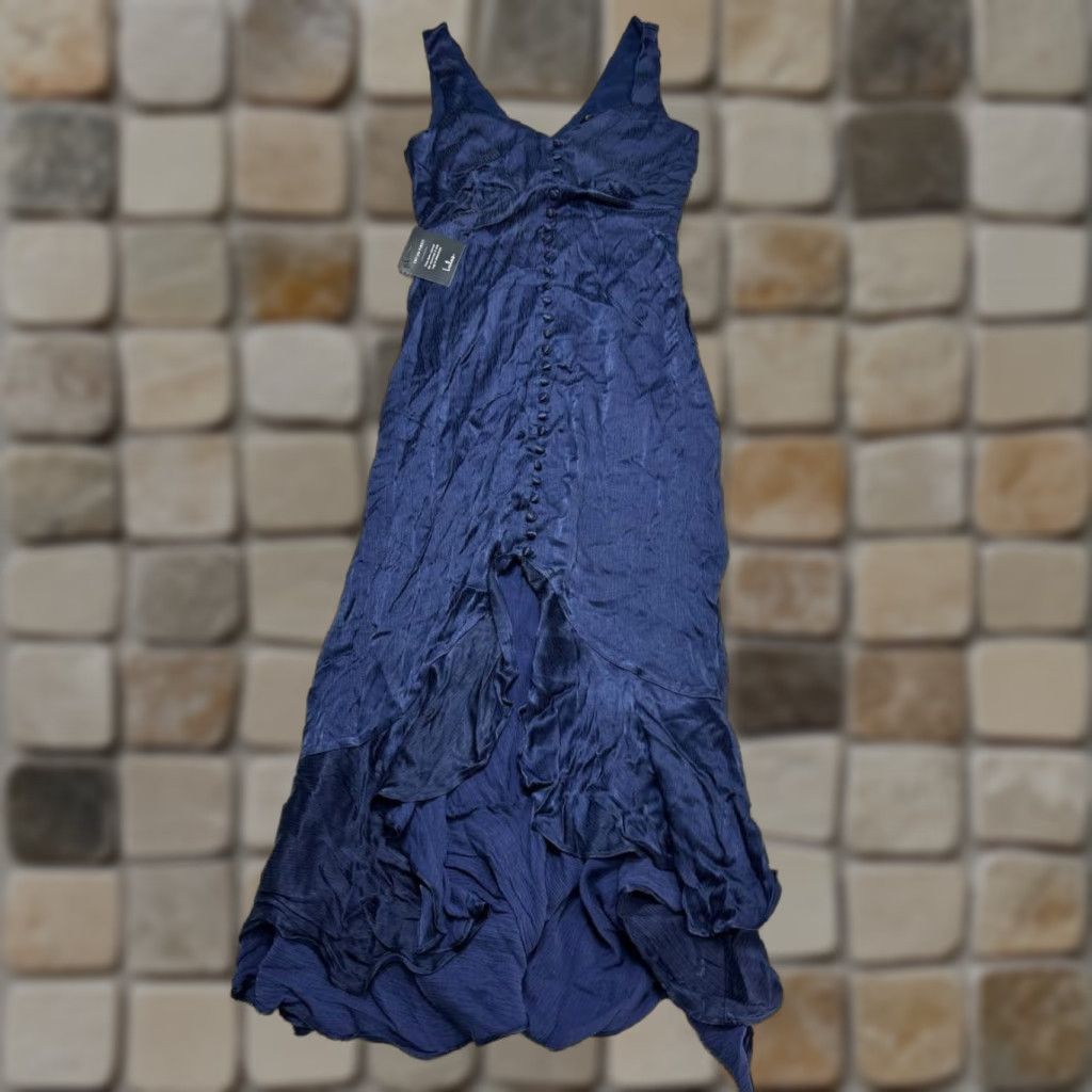 Lulus Lulus Abundant Love Maxi Dress Women S Blue Sleeveless Sweetheart Neck Ruffled High Low Party/Cocktail Wedding Picturing: Vintage? (No) Size S / US 4 / IT 40 - 1 Thumbnail