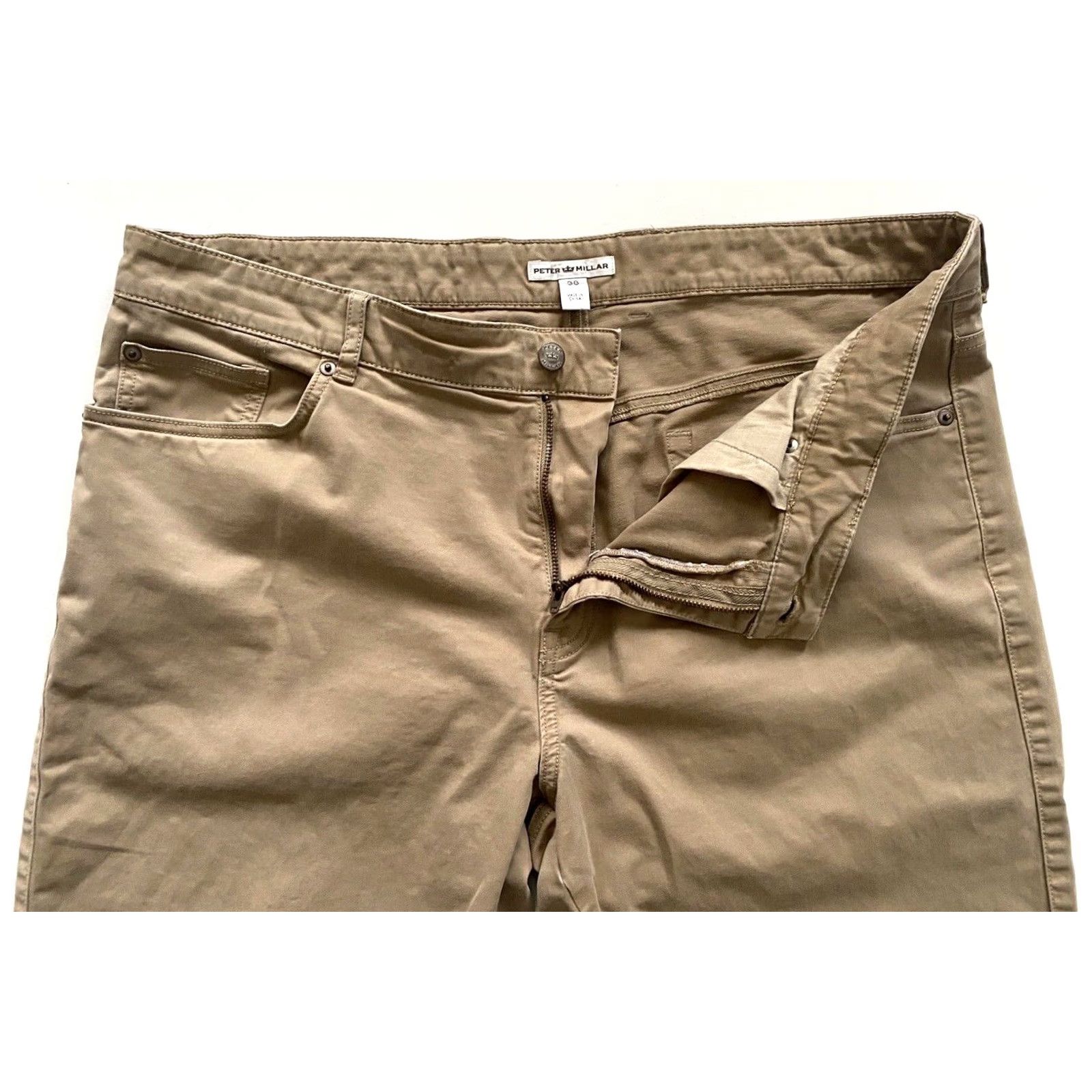 Peter Millar Peter Millar Men’s Ultimate Sateen Five-Pocket Pants Sz 38 Beige Cotton Blend Flat Front Regular Straight 32in Inseam 5-Pocket Chino Size US 38 / EU 54 - 4 Thumbnail