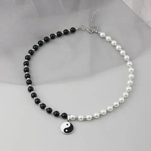 VIBE Yin Yang Pendant Bead Necklace Lucky Asian Peace Love Chain Size ONE SIZE - 2 Thumbnail