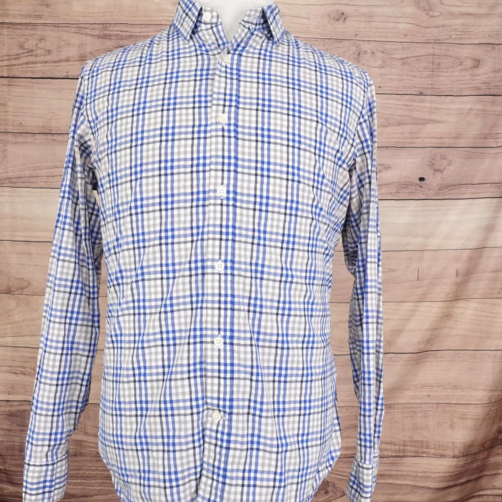Banana Republic VINTAGE Banana Republic Shirt Mens M Blue Plaid Slim Fit Button-Down Long Sleeve Size US M / EU 48-50 / 2 - 3 Thumbnail