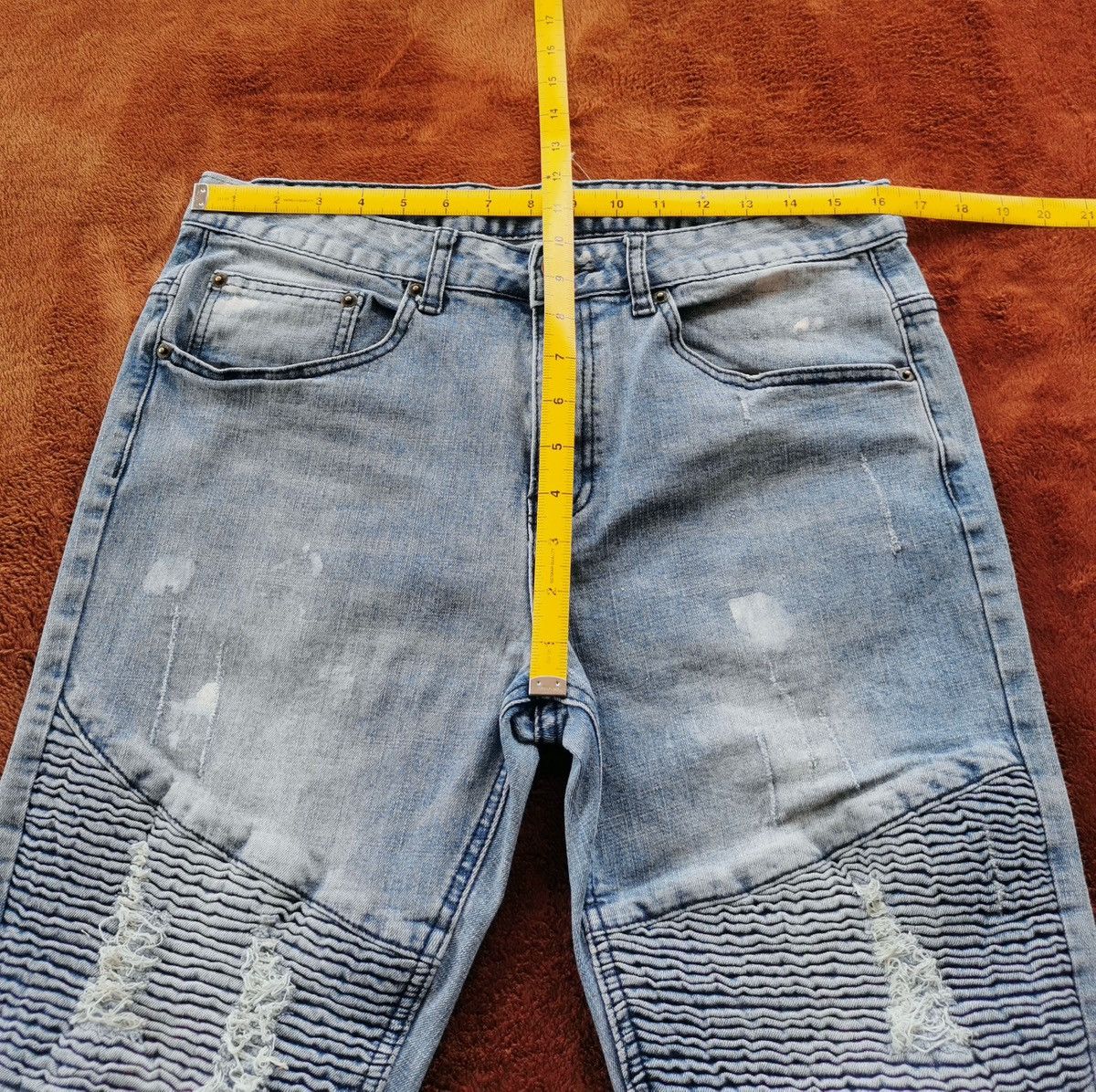 Young And Reckless Young & Reckless Distressed Biker Jeans Size US 33 - 11 Thumbnail