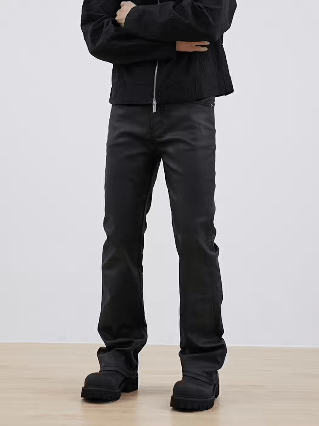 image of Black Bootcut Punk Retro Wax Flared Jeans, Men's (Size 34)