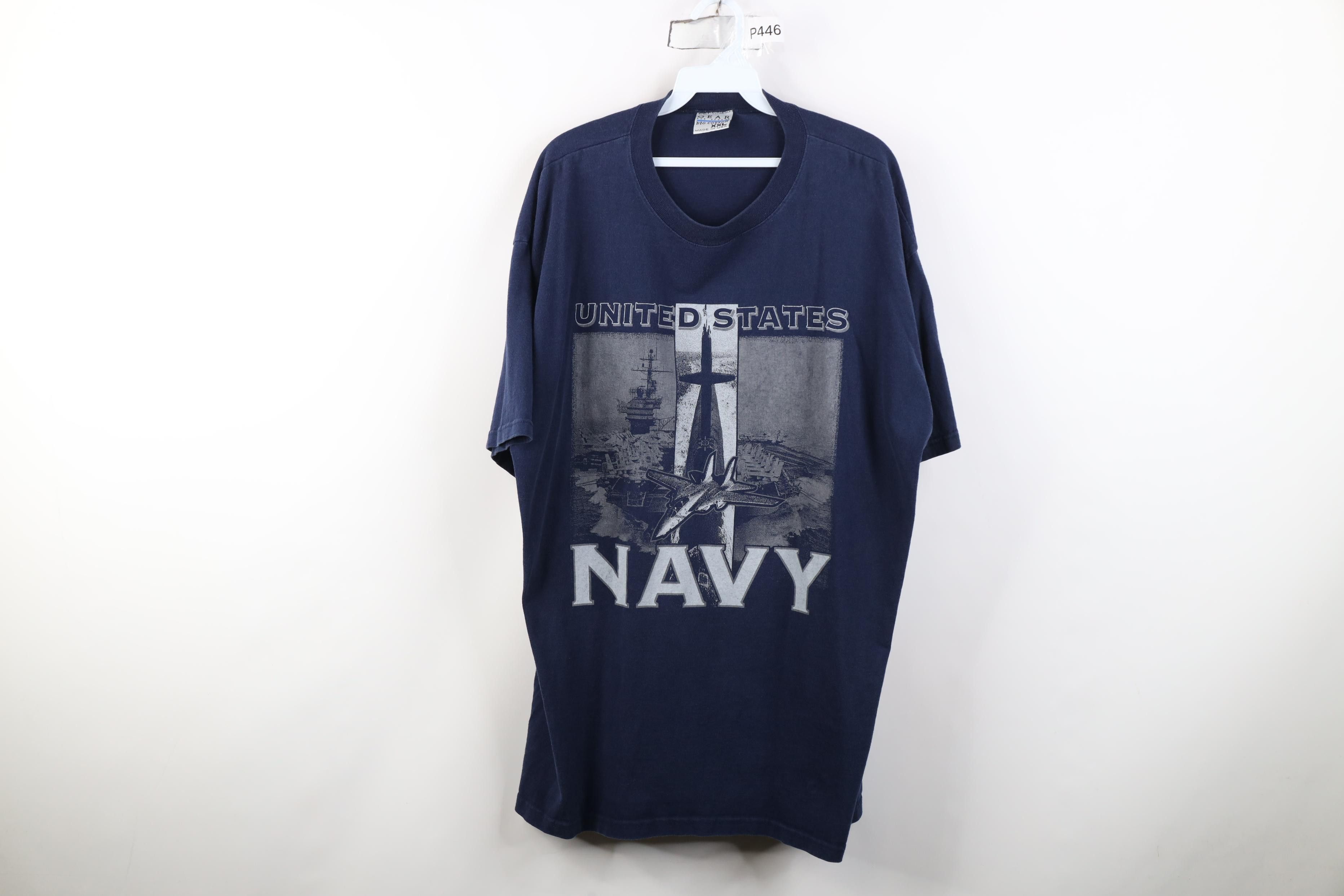 Vintage Vintage 90s Spell United States Navy Fighter Jet T-Shirt USA Size US XXL / EU 58 / 5 - 1 Thumbnail