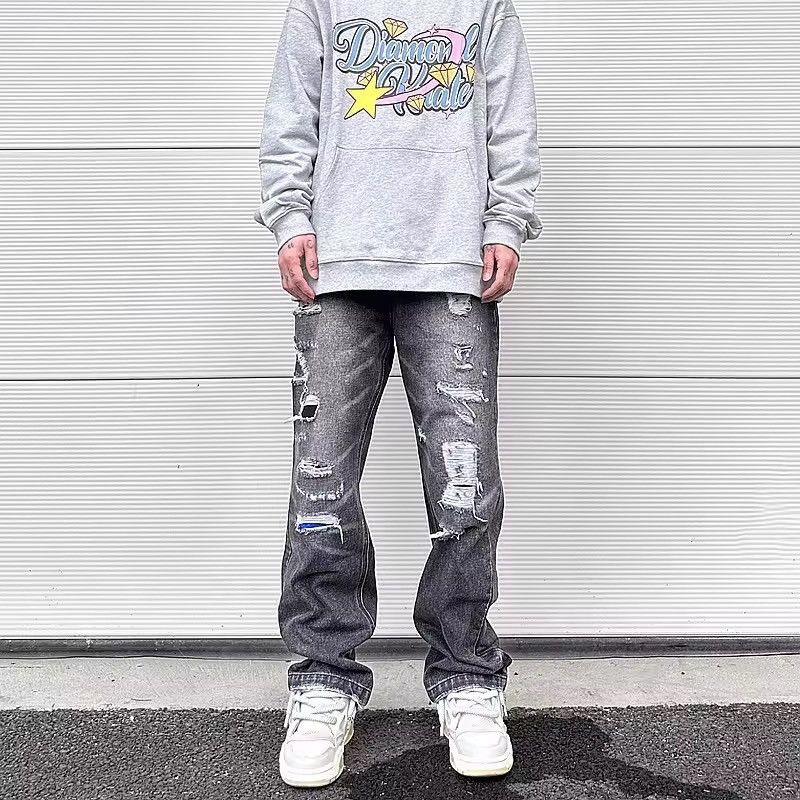 Japanese Brand × Vintage Y2K Frayed Hole Damaged Washed Black Baggy Jeans Size US 36 / EU 52 - 2 Thumbnail