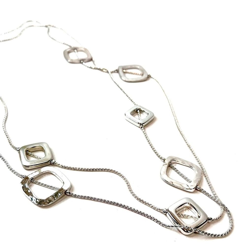 Chicos CHICO’s | NWT Silver Square Station Double Strand Necklace Size ONE SIZE - 2 Thumbnail