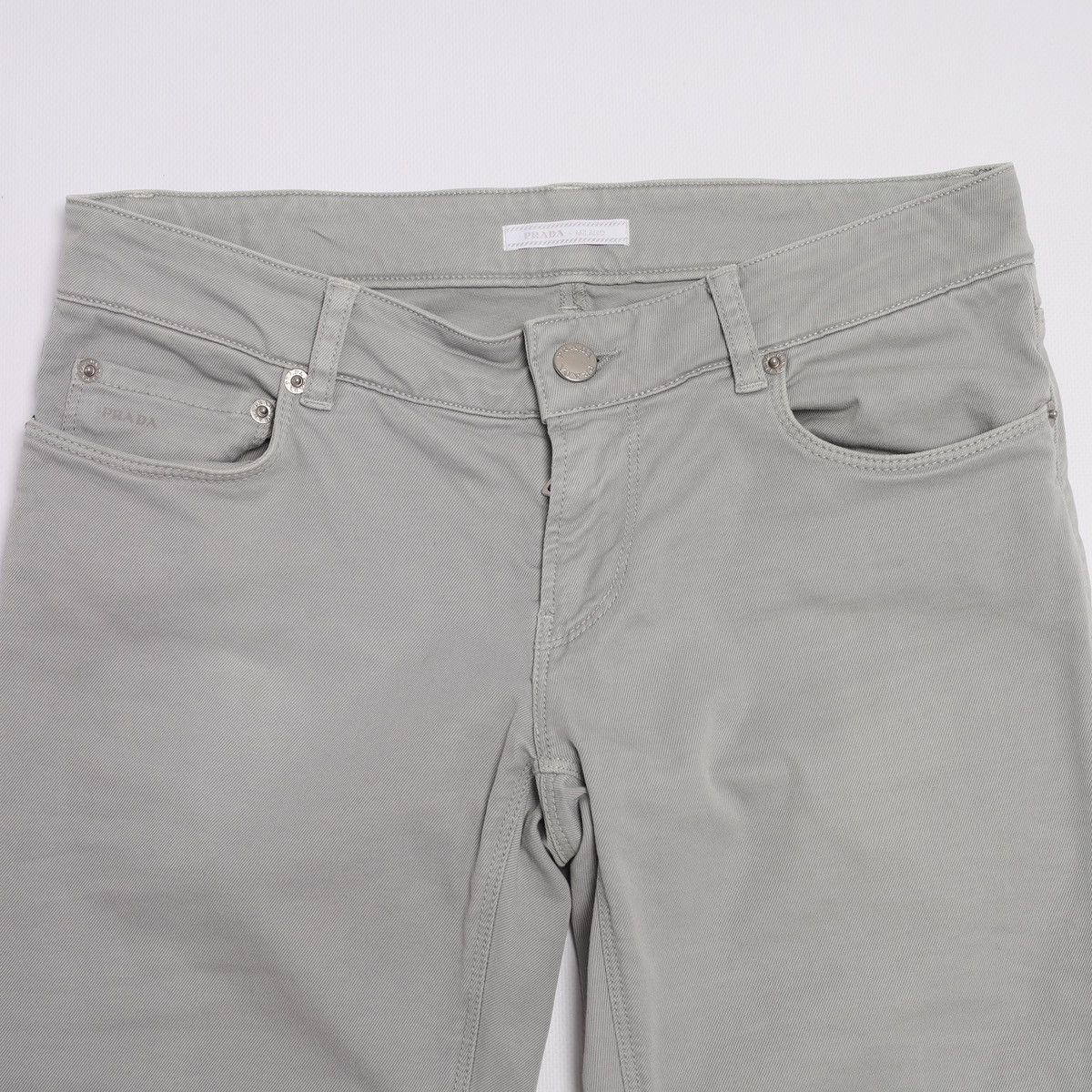 Prada Prada Gray Cotton Pants Logo Raw Edge Size 27" / US 4 / IT 40 - 8 Thumbnail