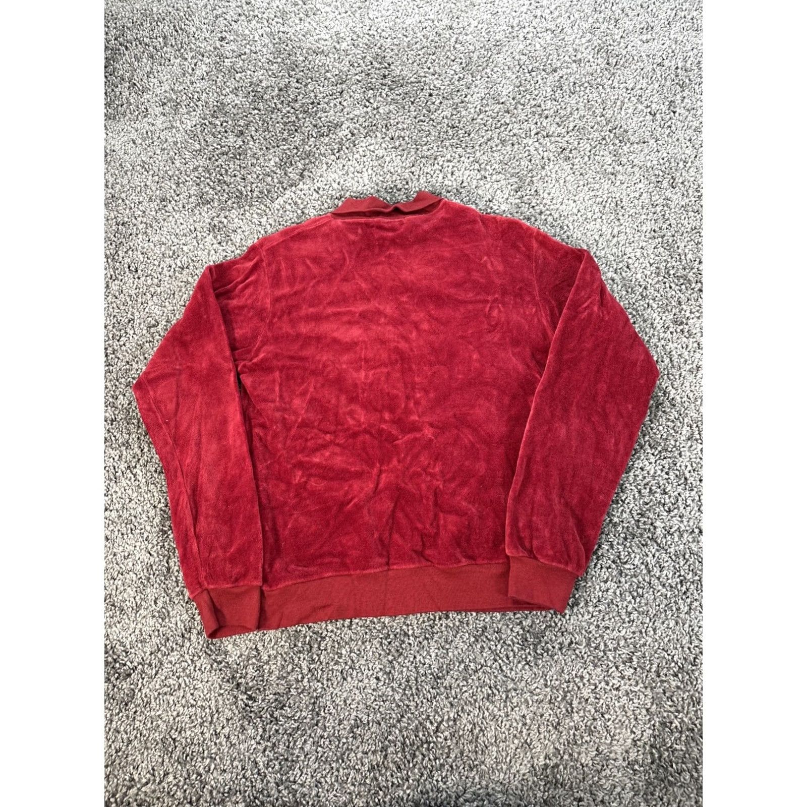 Vintage VINTAGE Campus Polo Sweater Top Velour 1/4 Zip V-Neck Red USA M Women Size M / US 6-8 / IT 42-44 - 5 Thumbnail