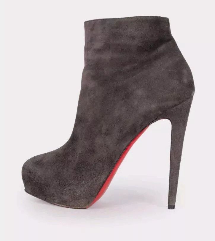 Christian Louboutin Auth Christian Louboutin Brownish Gray Suede Leather Booties Size US 9.5 / IT 39.5 - 1 Thumbnail