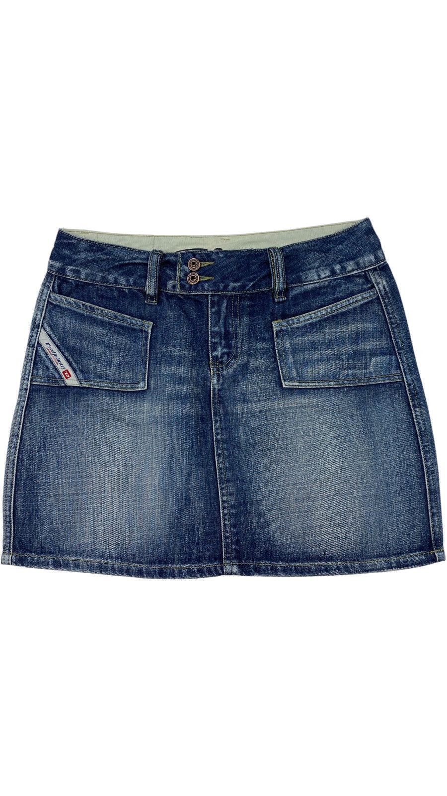 Diesel LASTDROP🔥Vintage Y2K Diesel A Line Washed Denim D Mini Skirt Size 29" - 2 Thumbnail