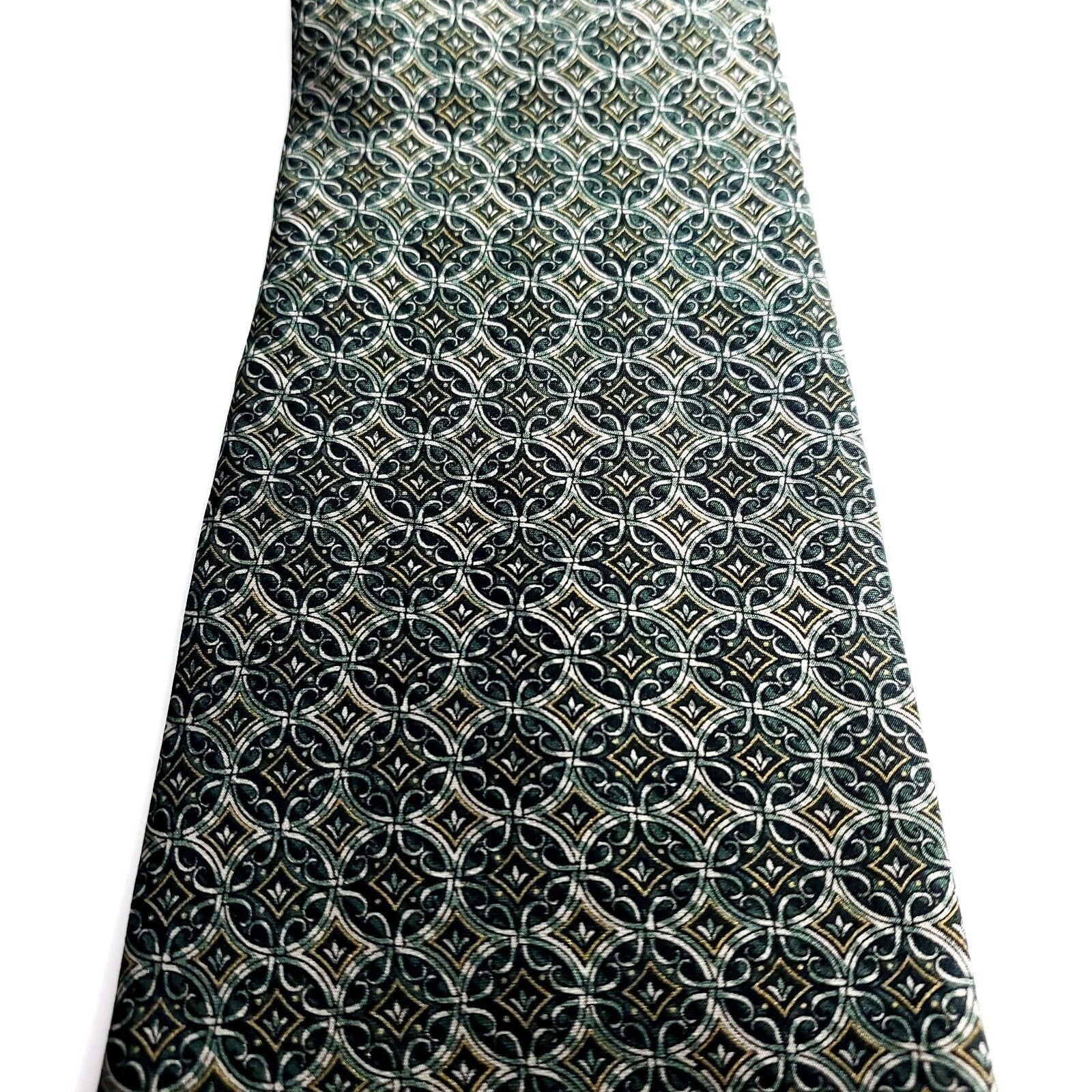 Arrow Arrow Green Tan Geometric Print Silk Tie Size ONE SIZE - 2 Thumbnail