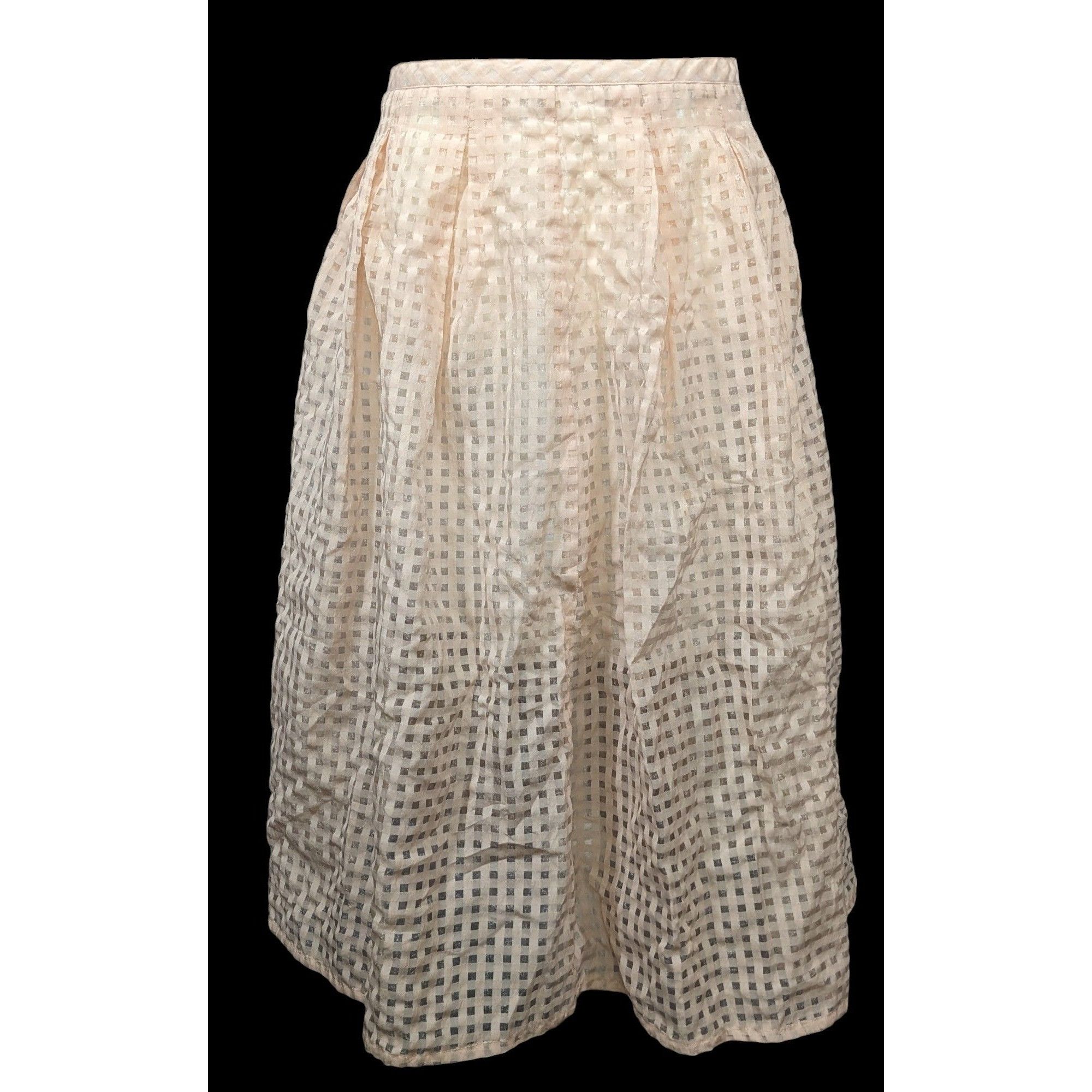 Other Retro Pale Pink Checkered Midi Skirt by Jack Size 27" / US 4 / IT 40 - 1 Thumbnail