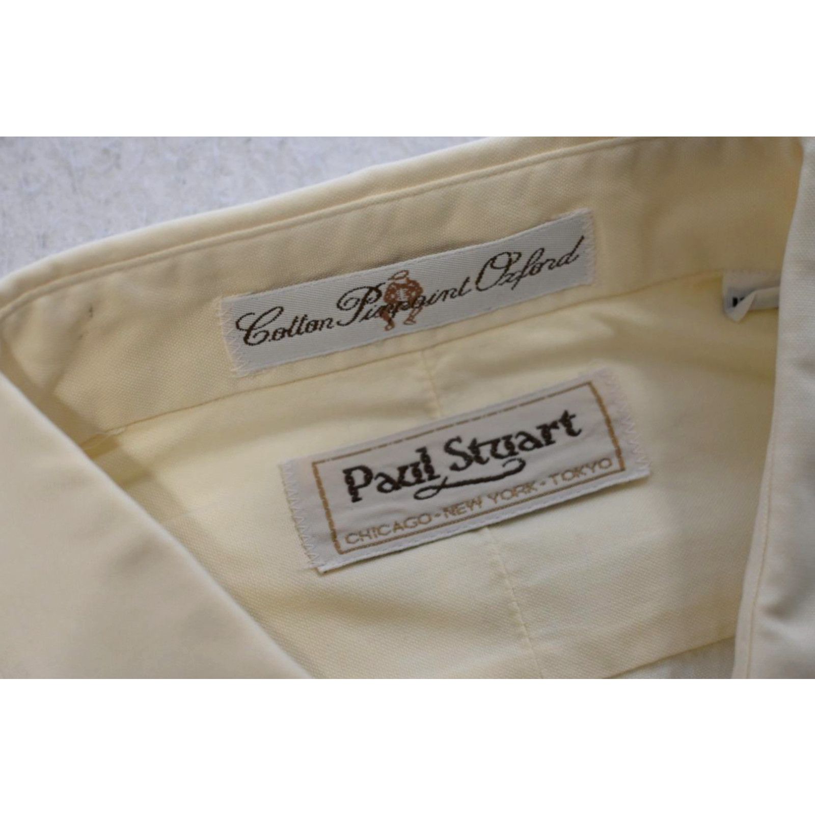 image of VTG Paul Stuart Dress Shirt Cotton Pinpoint Oxford Made In Usa Mens 15.5-35 Med in White (Size Medi