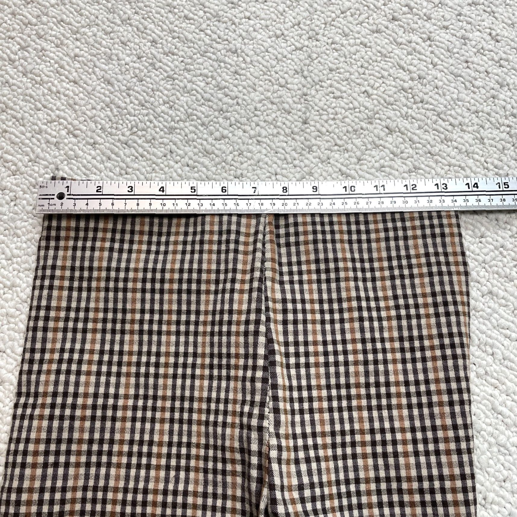 Boohoo VINTAGE Boohoo Pants Womens 27x29 Straight Pl?id Brown Plaid High Rise Trousers Stretch Pull On Casual Size 27" / US 4 / IT 40 - 7 Thumbnail