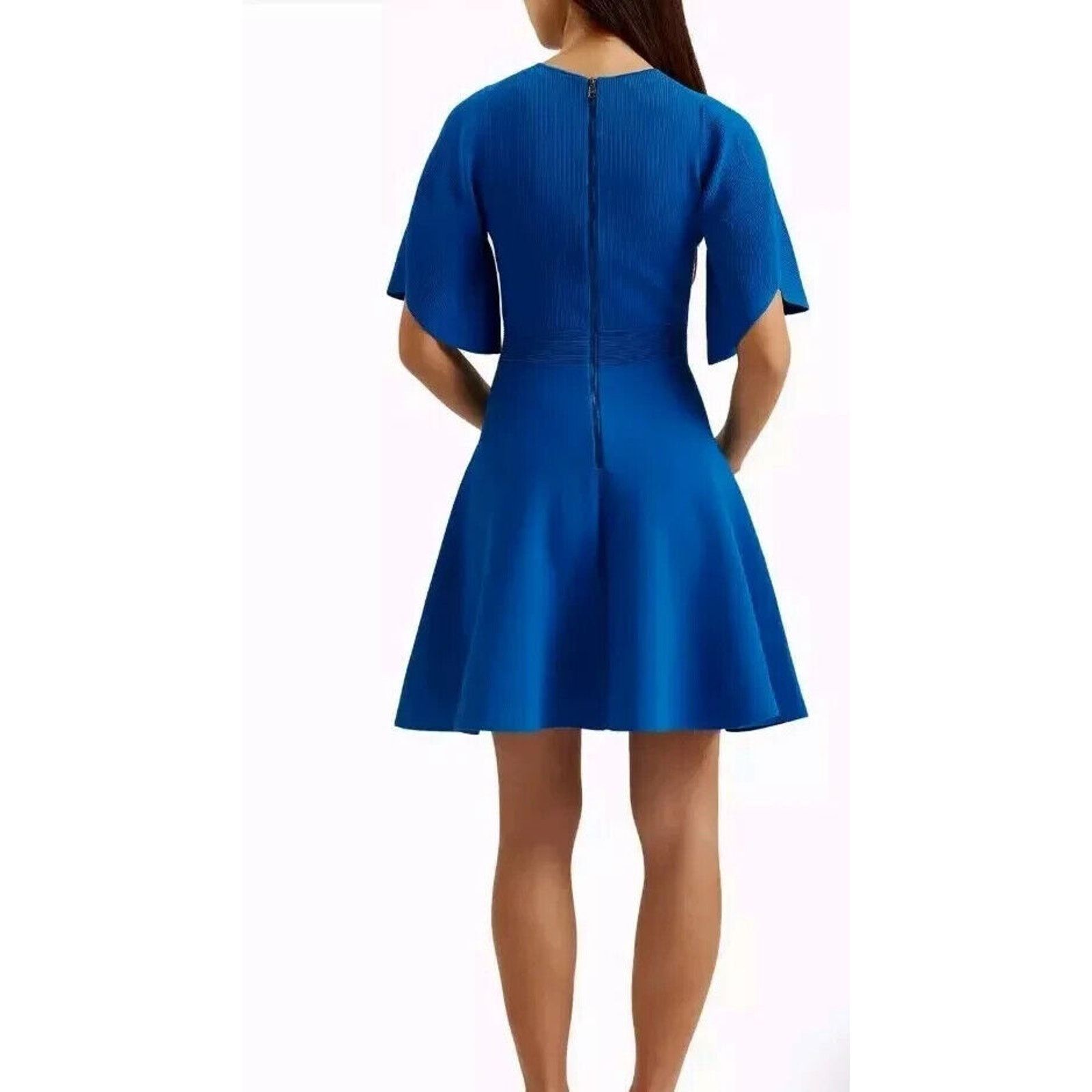 Ted Baker NEW TED BAKER Olivia Knit Rib Skater Dress BLUE Size XS / US 0-2 / IT 36-38 - 2 Thumbnail