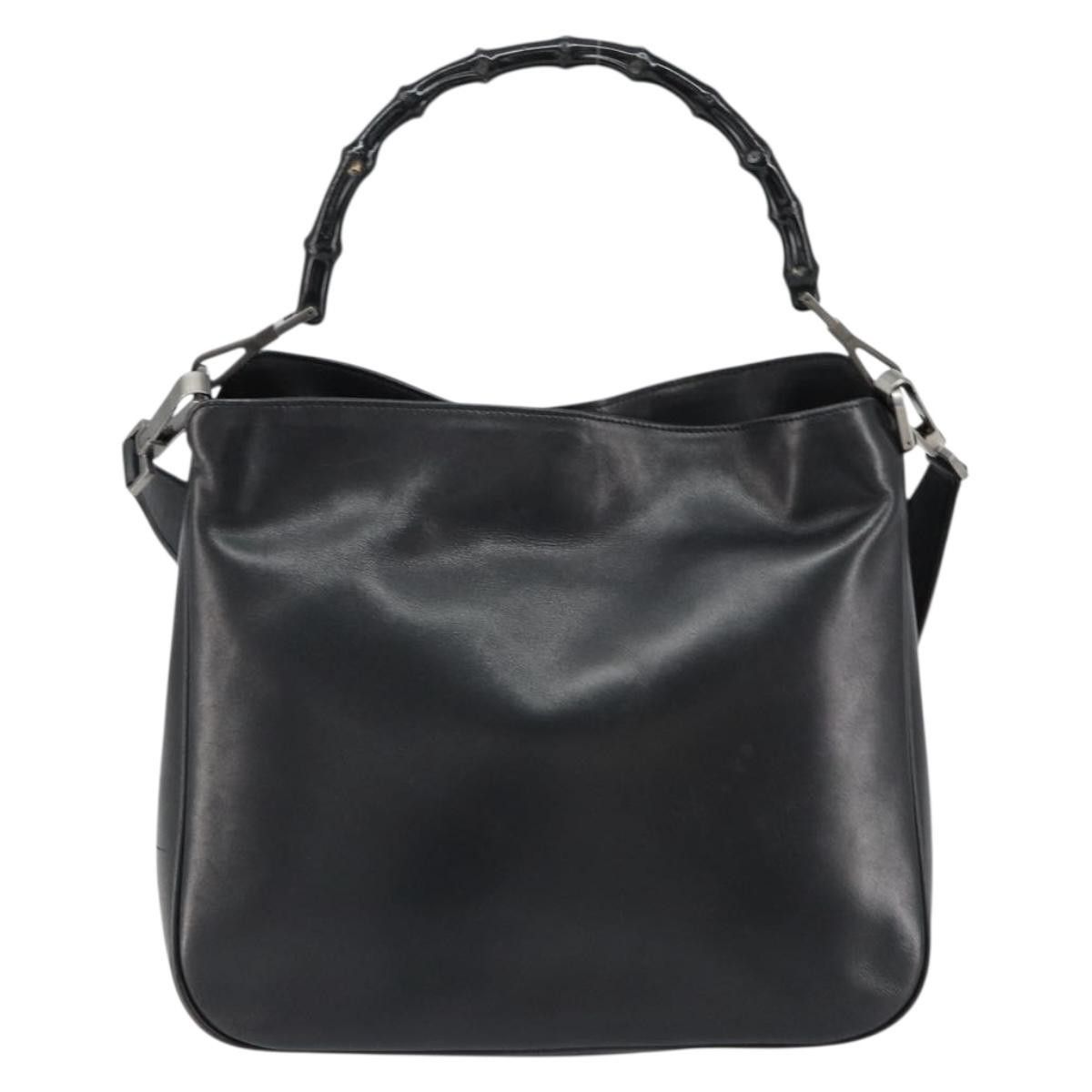 Gucci Vintage Bamboo Handle Open Hobo Leather