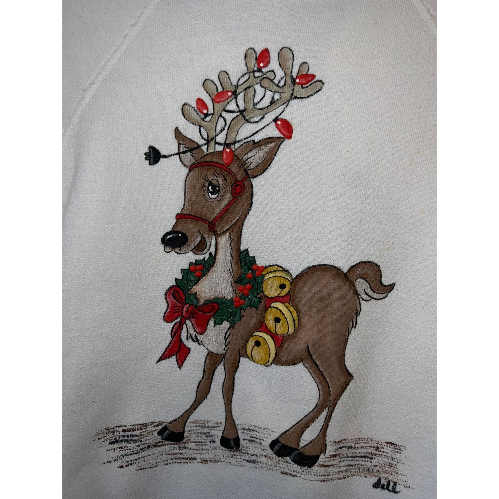 Tultex Vintage Reindeer Sweatshirt Tultex White Christmas 80s L Size US L / EU 52-54 / 3 - 3 Thumbnail