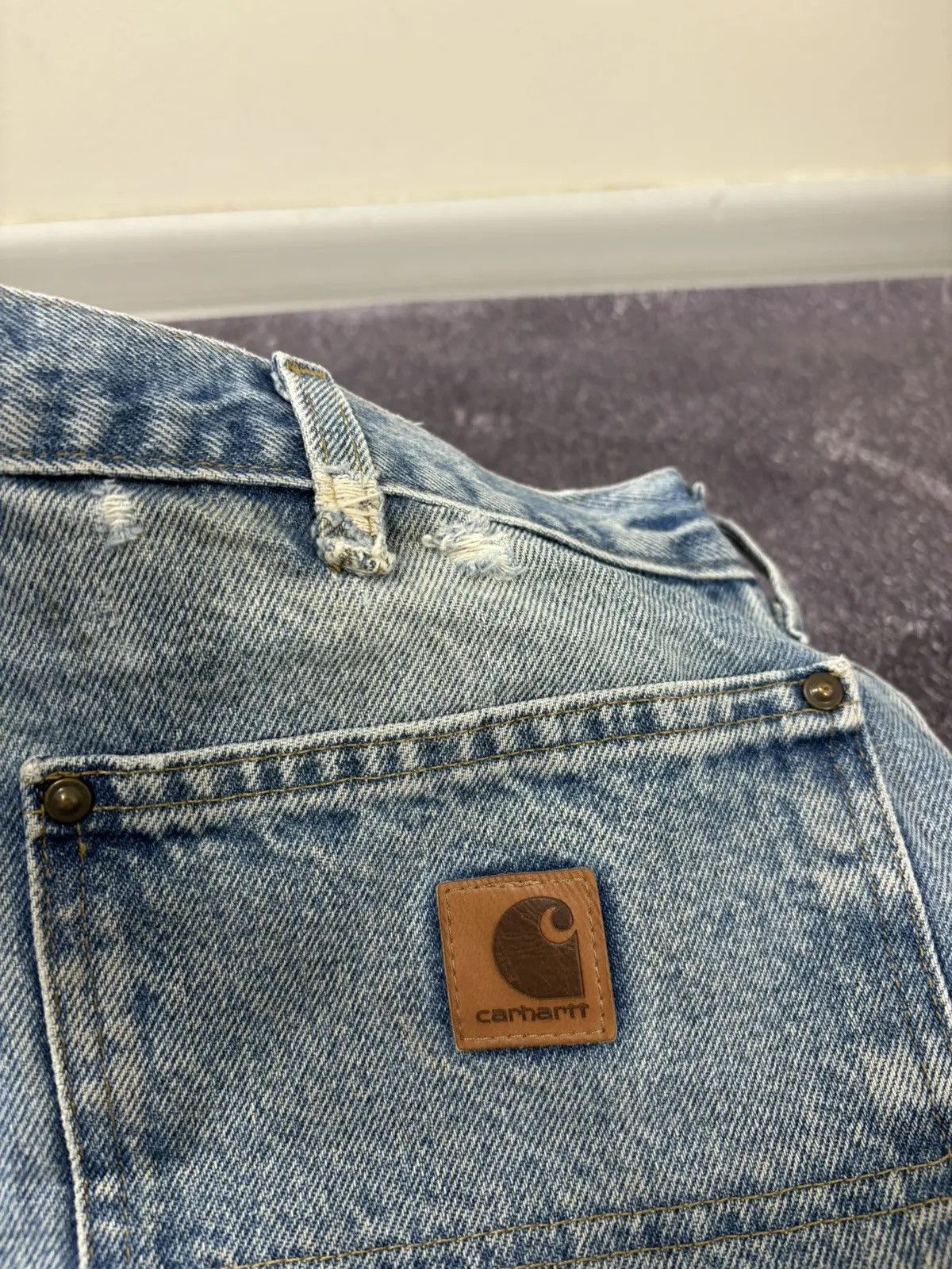 Carhartt × Vintage Vintage Carhartt Double Knee Denim Faded Hype Baggy Jeans Size US 38 / EU 54 - 12 Thumbnail