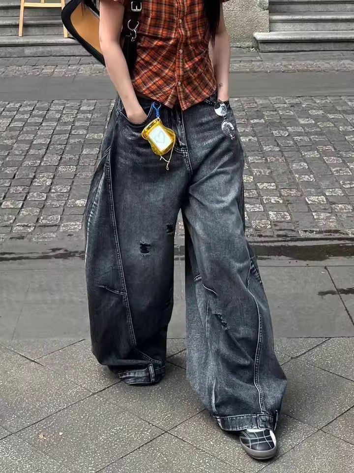 Japanese Brand Casual Loose Grunge Y2k Denim Pant Size 33" - 6 Thumbnail