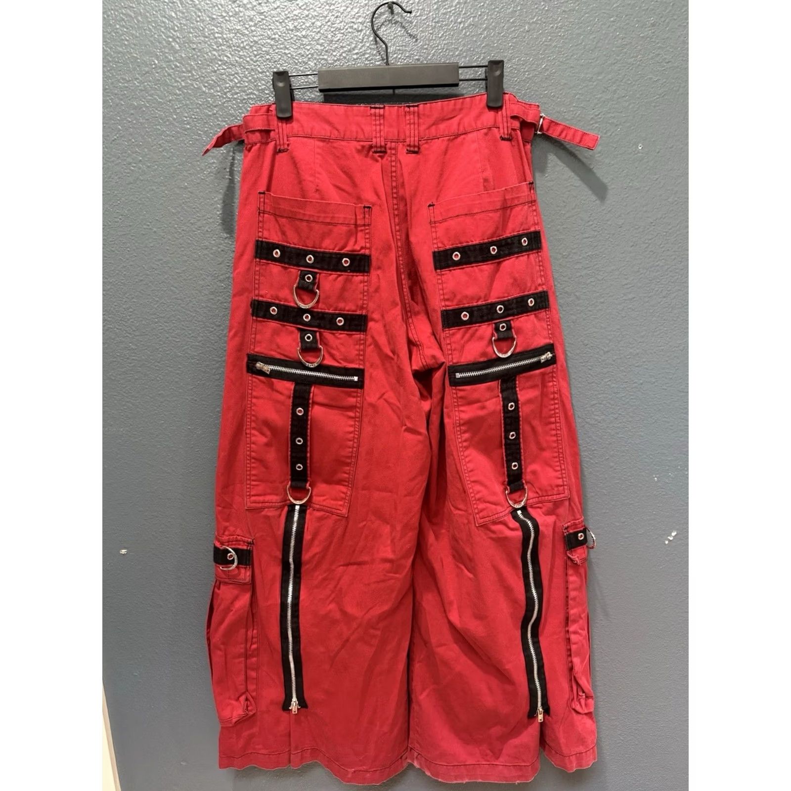 Trippen VINTAGE Tripp NYC Pants Size Medium Red Y2K Baggy Wide Leg Raver Men’s Size US 31 - 6 Thumbnail
