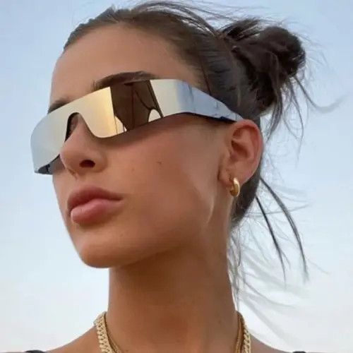 Electric Visual One Piece Flat Top Y2K Rimless Unisex Sunglasses Size ONE SIZE - 1 Thumbnail