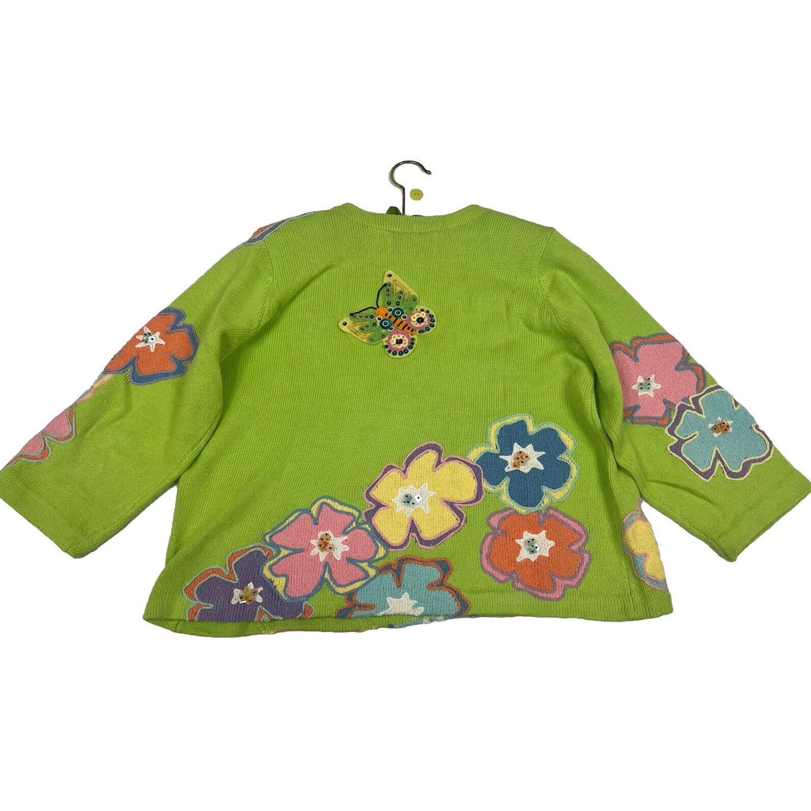 Other VTG NWT DESIGN OPTIONS CARDIGAN MEDIUM BUTTERFLY FLOWERS Size M / US 6-8 / IT 42-44 - 2 Thumbnail