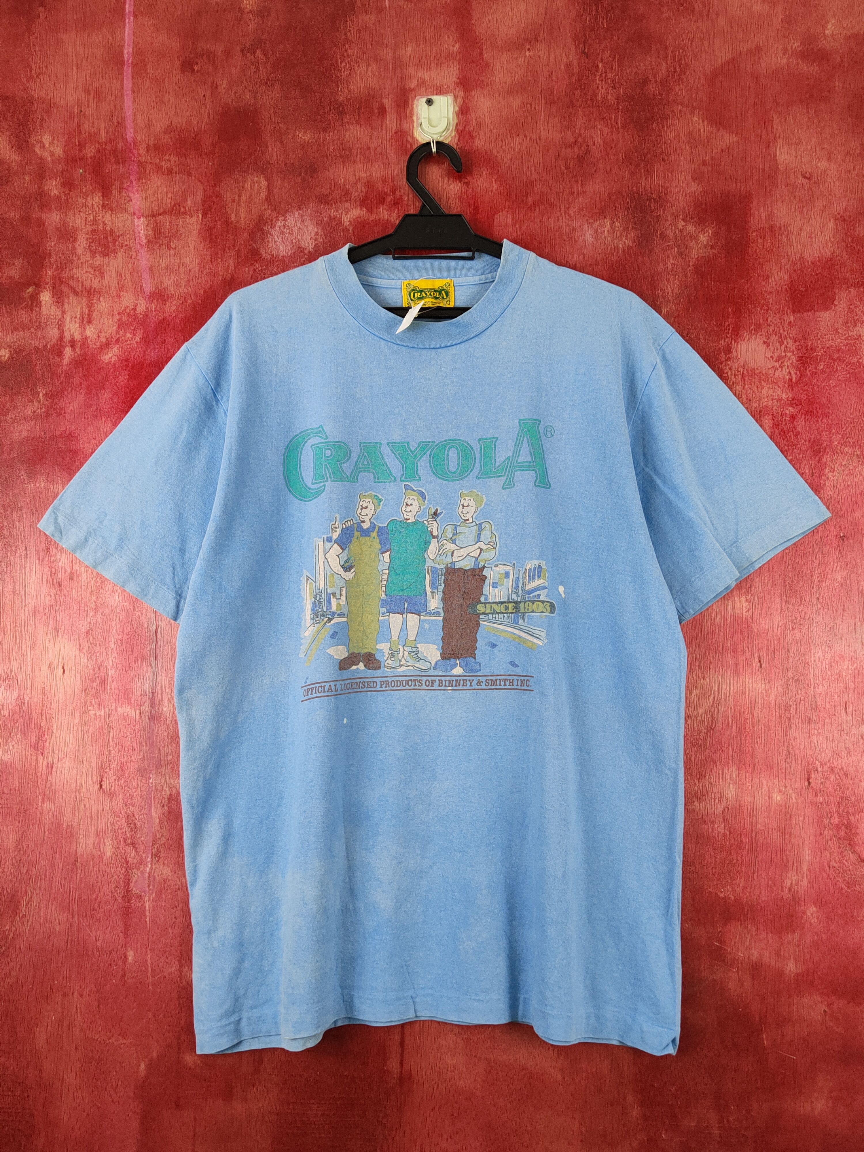 Vintage Crayola vintage cartoon Blue faded tee T-shirts #S2297 Size US L / EU 52-54 / 3 - 1 Thumbnail