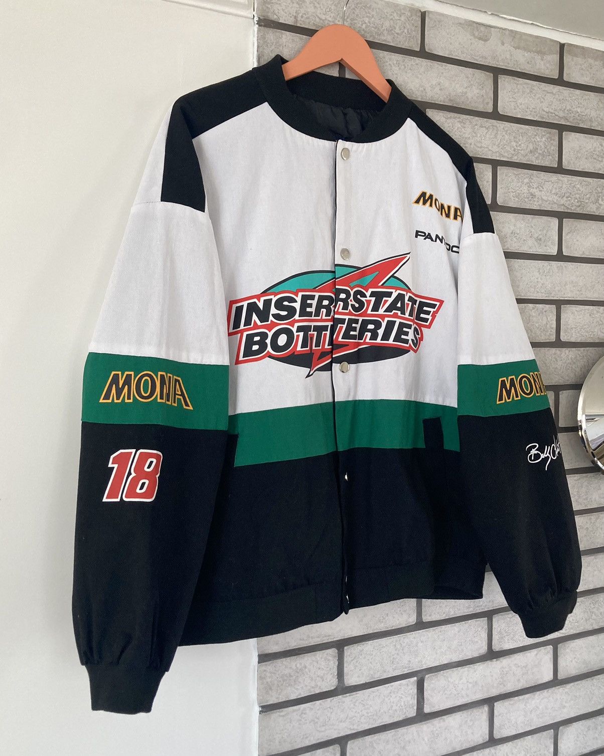 image of Nascar Formula 1 Interstate Botteries Racing Jacket in White, Men's (Size XL)