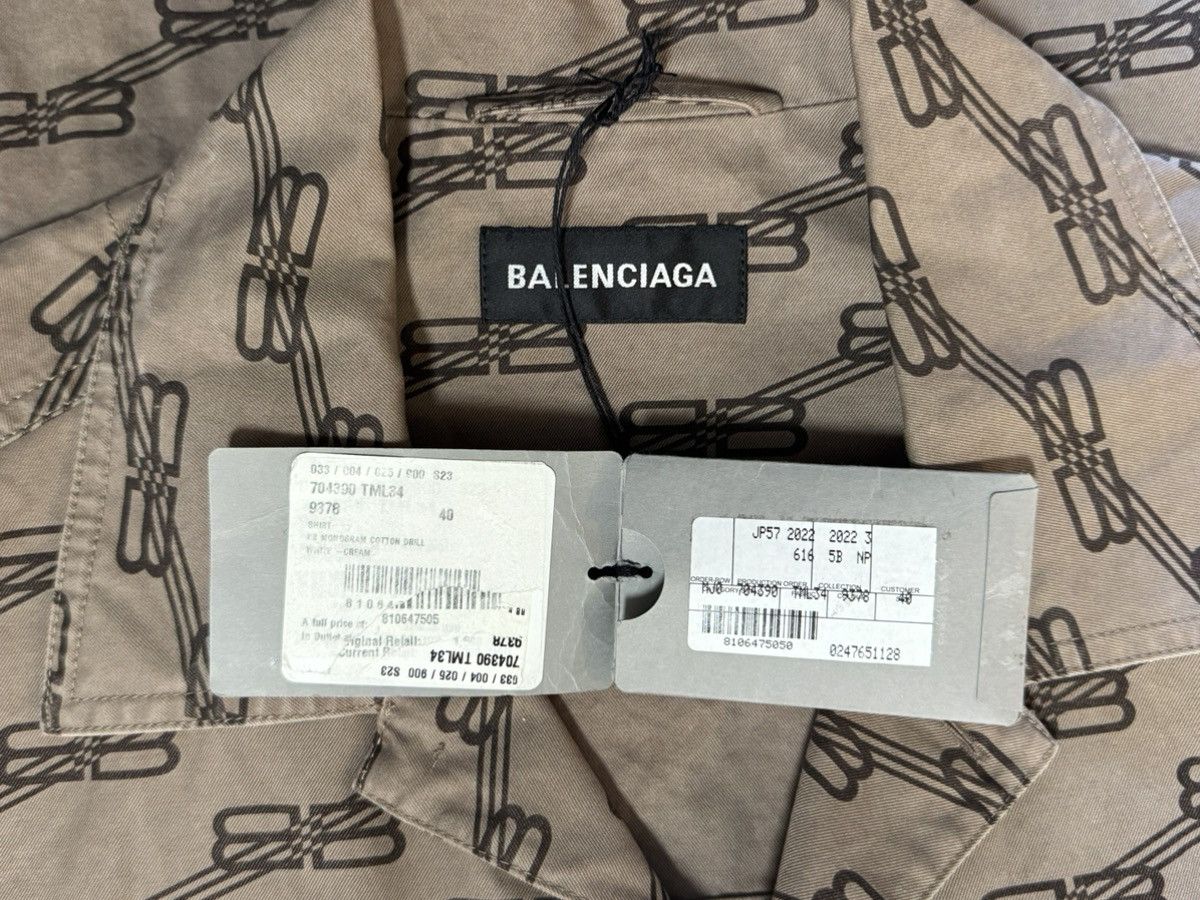 Balenciaga Balenciaga Monogram Beige Button Up Long Sleeve Shirt Size US XXS / EU 40 - 6 Thumbnail