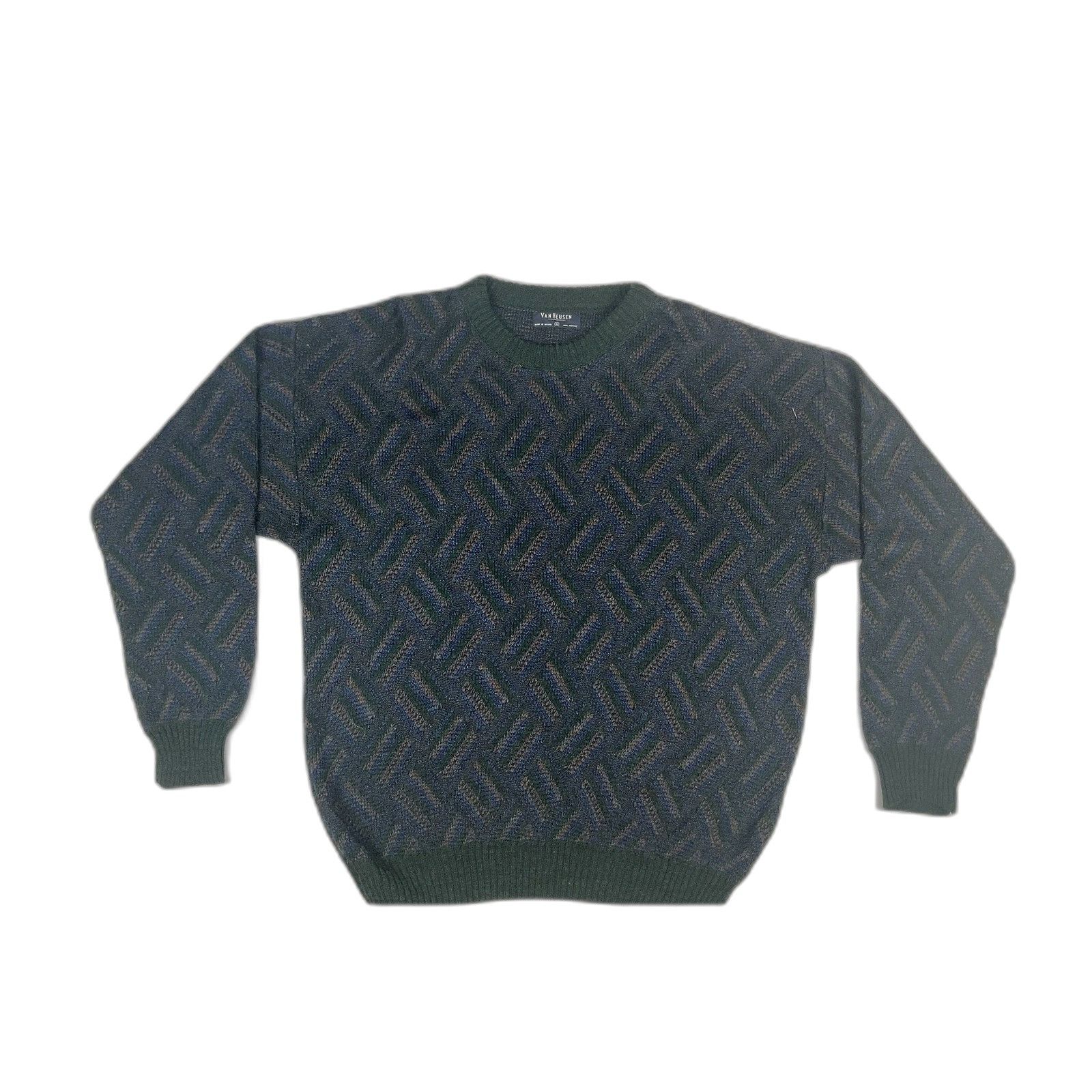 Van Heusen Van Heusen Mens Textured Knit Sweater Crewneck Blue Green Ac Size US XL / EU 56 / 4 - 5 Thumbnail
