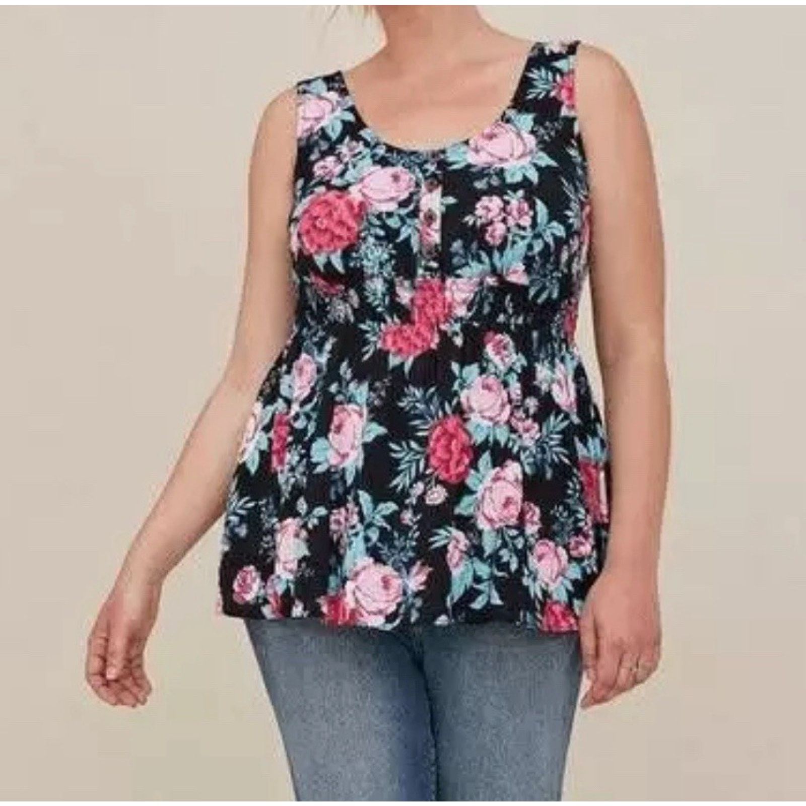 Other Plus Size TORRID Smocked Slub Tank Top 17325810 Size 3 3X Size 3XL / US 20-22 - 10 Thumbnail