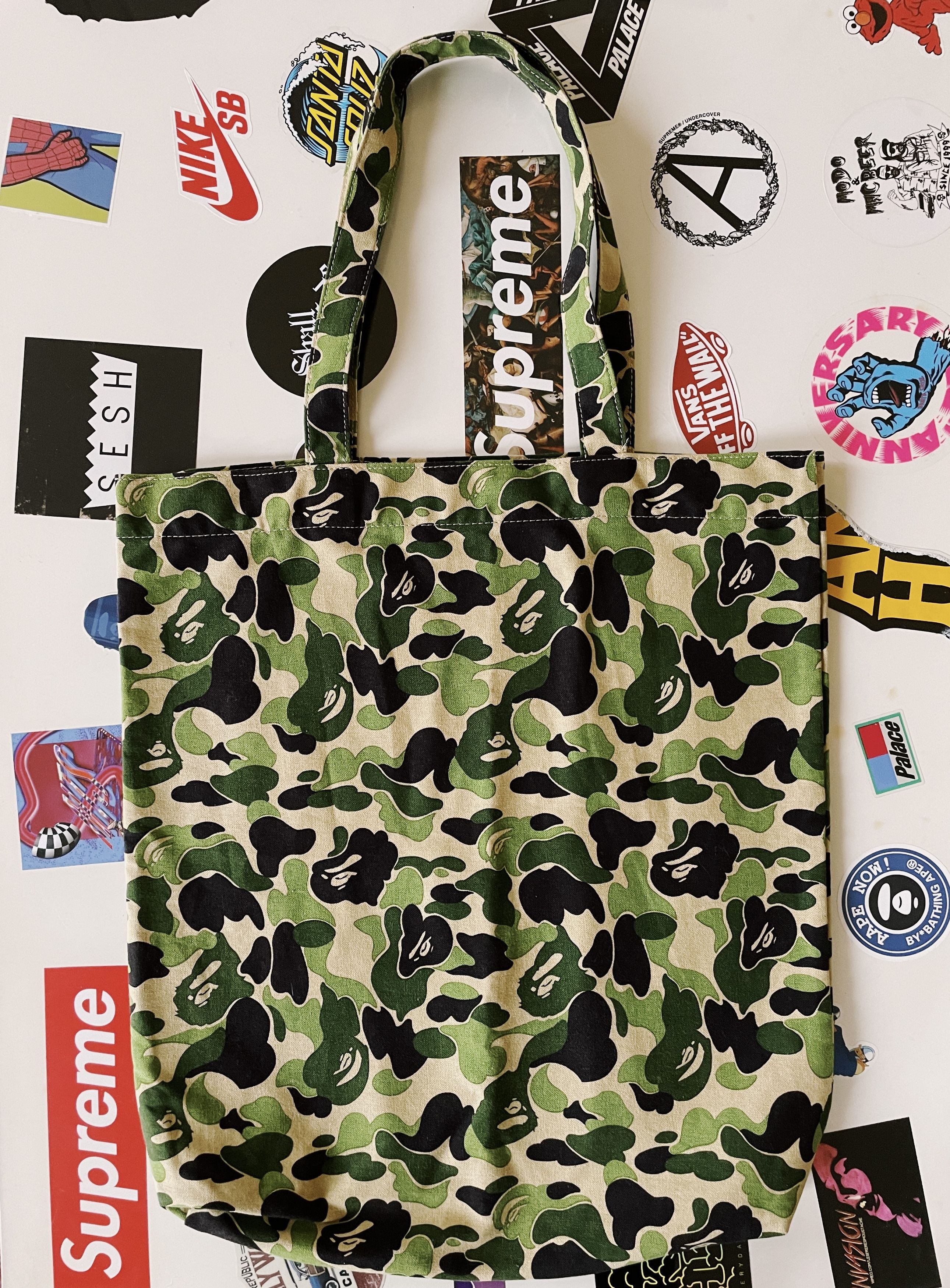 image of Y2K Bape A Bathing Ape Abc Camo Tote Bag Green, Men's