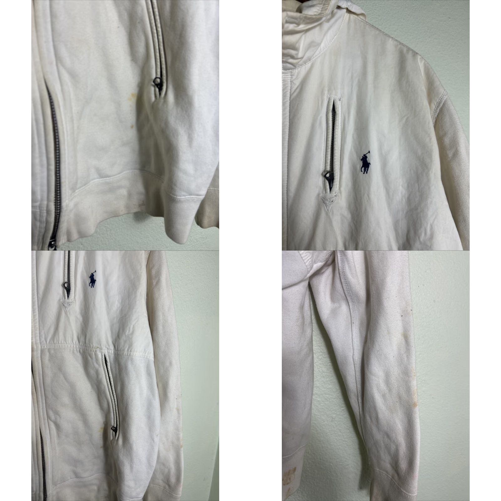 Polo Ralph Lauren VINTAGE Polo Ralph Lauren Hoodie Sweatshirt 2XL White Mens Full Zip Hooded Stains Size US XXL / EU 58 / 5 - 8 Thumbnail