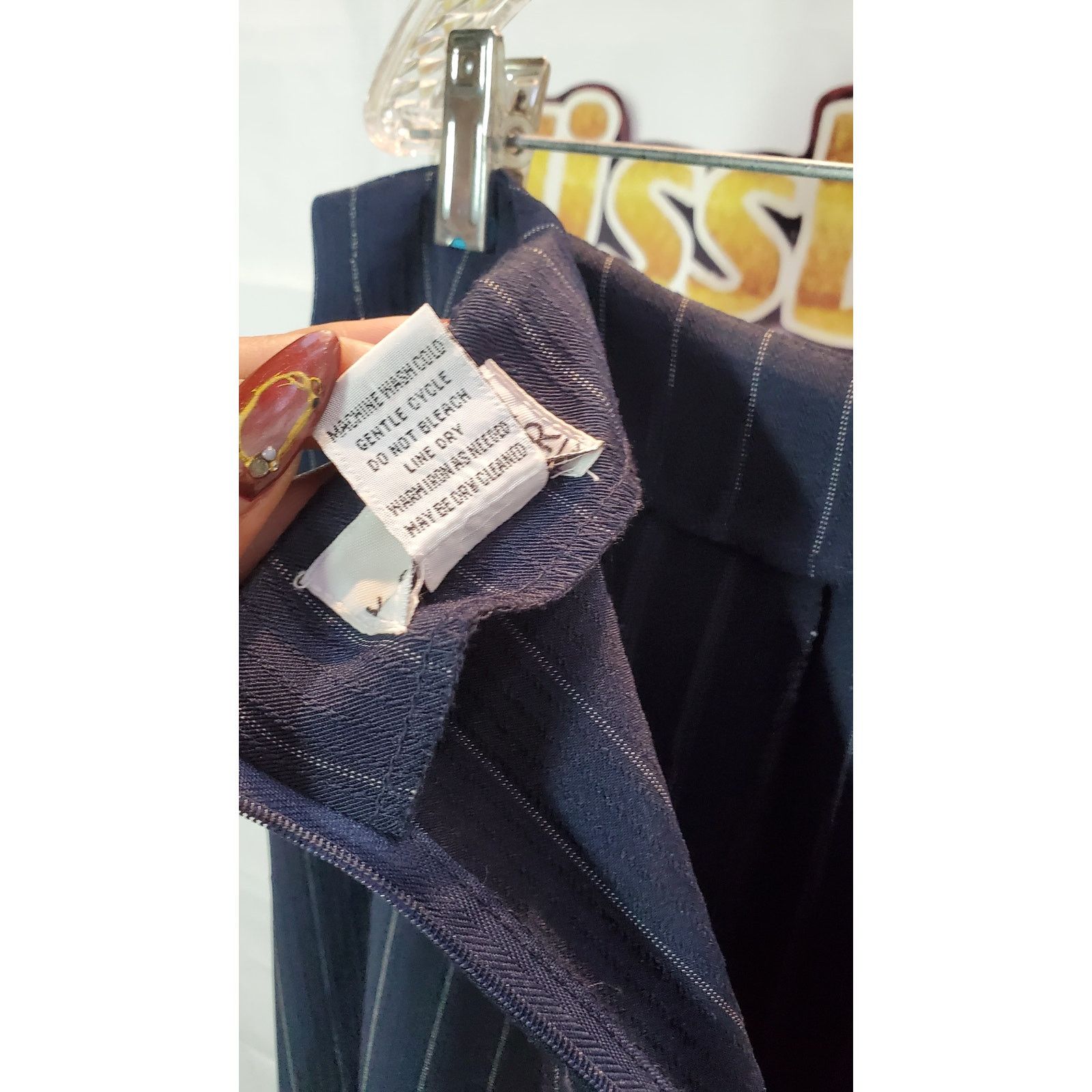 Other K.C. Spencer Blue Pinstripe Pencil Skirt Size 16 Size 38" / US 16 / IT 52 - 6 Thumbnail