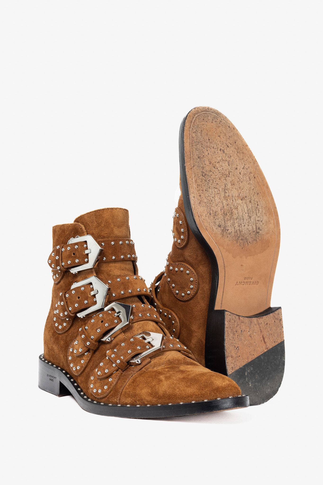 Givenchy Givenchy Elegant Prue Brown Suede Studded Buckle Ankle Boots Size US 6 / IT 36 - 4 Thumbnail