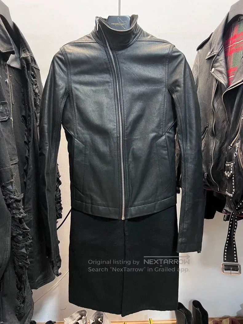 Rick Owens Leather Paneled Wool Coat.