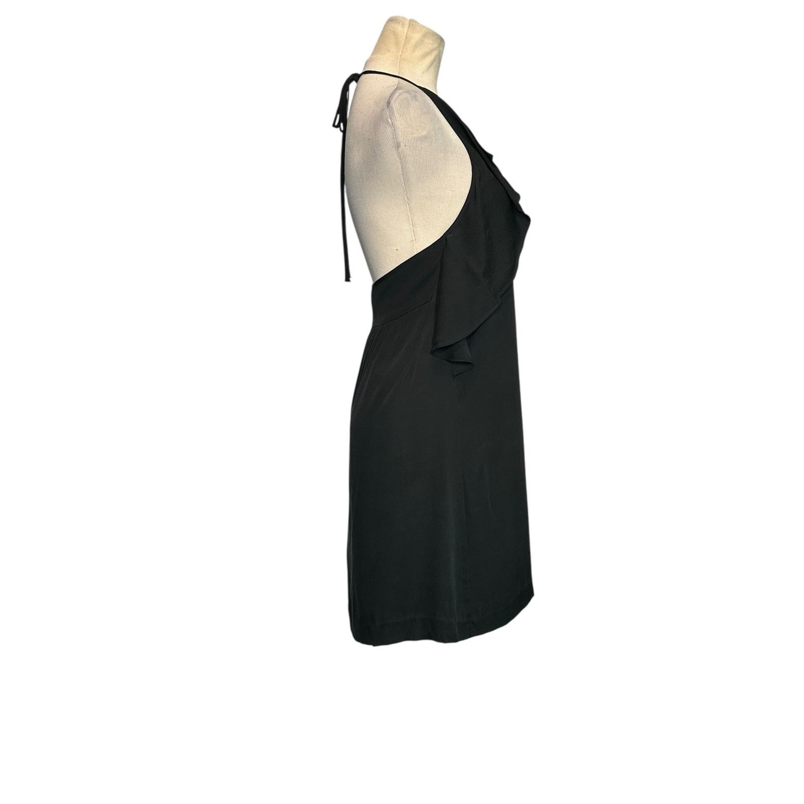 Theory Theory Black Silk Ruffle Open Back Slip Halter Dress Size 2 Size XS / US 0-2 / IT 36-38 - 8 Thumbnail
